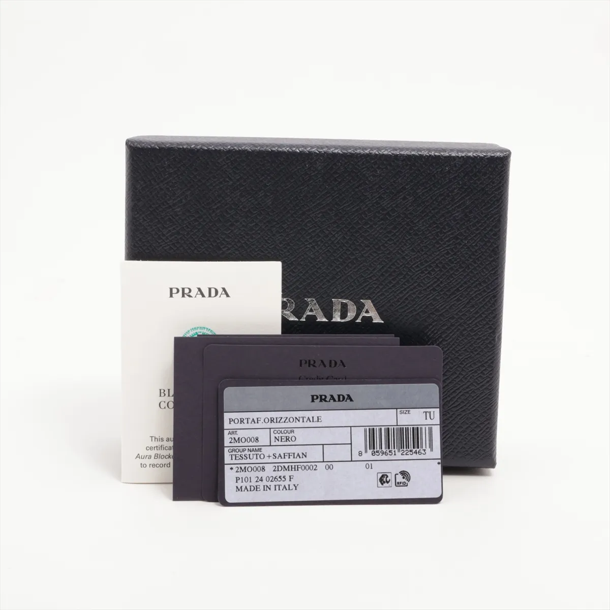 Tessuto x Saffiano 2MO008 Nylon x Leather Compact Wallet Black — view 7