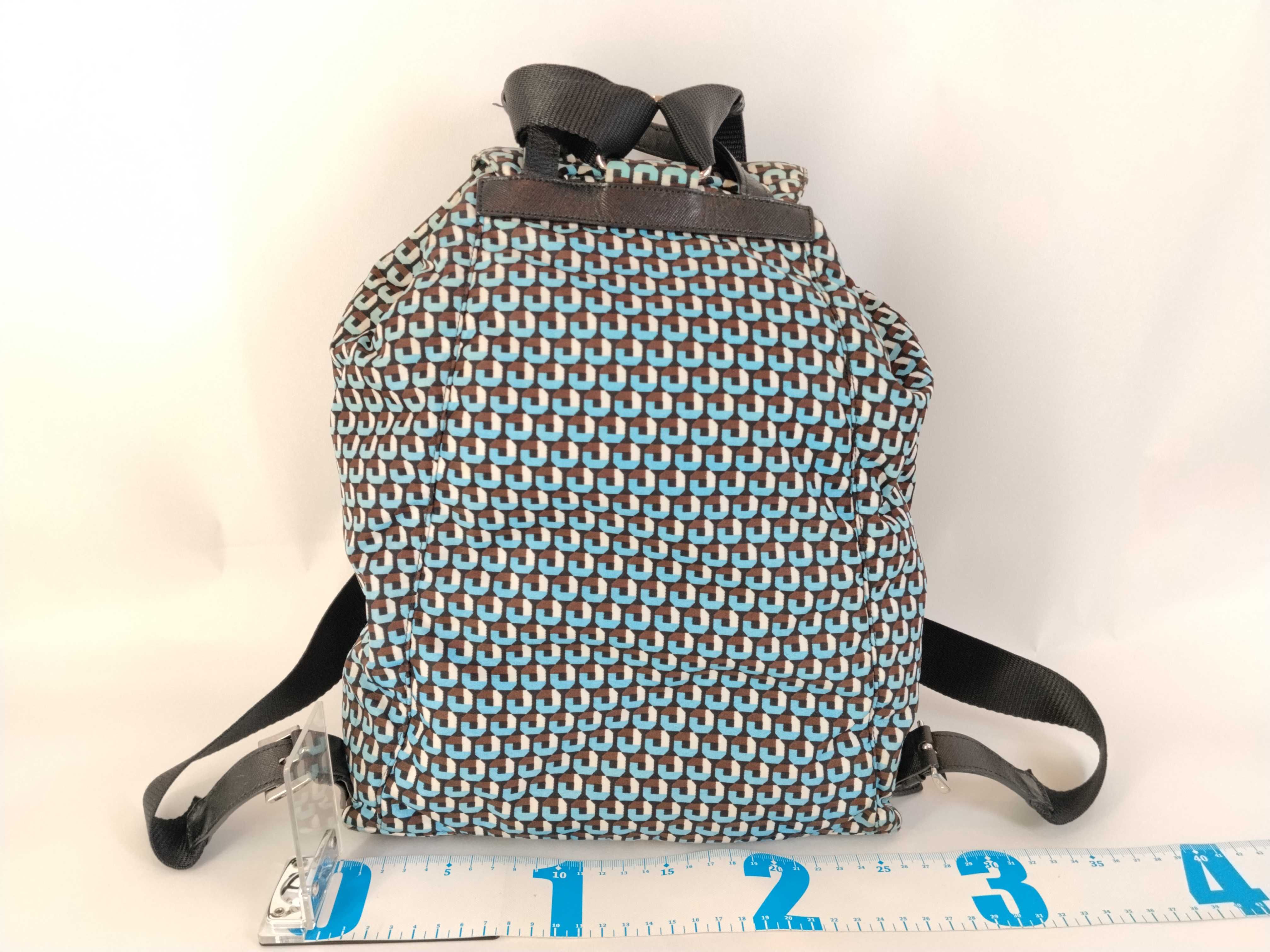 Nylon Triangle Logo All-Over Print Backpack BZ0032 Brown/Blue W27cm Backpack — view 2