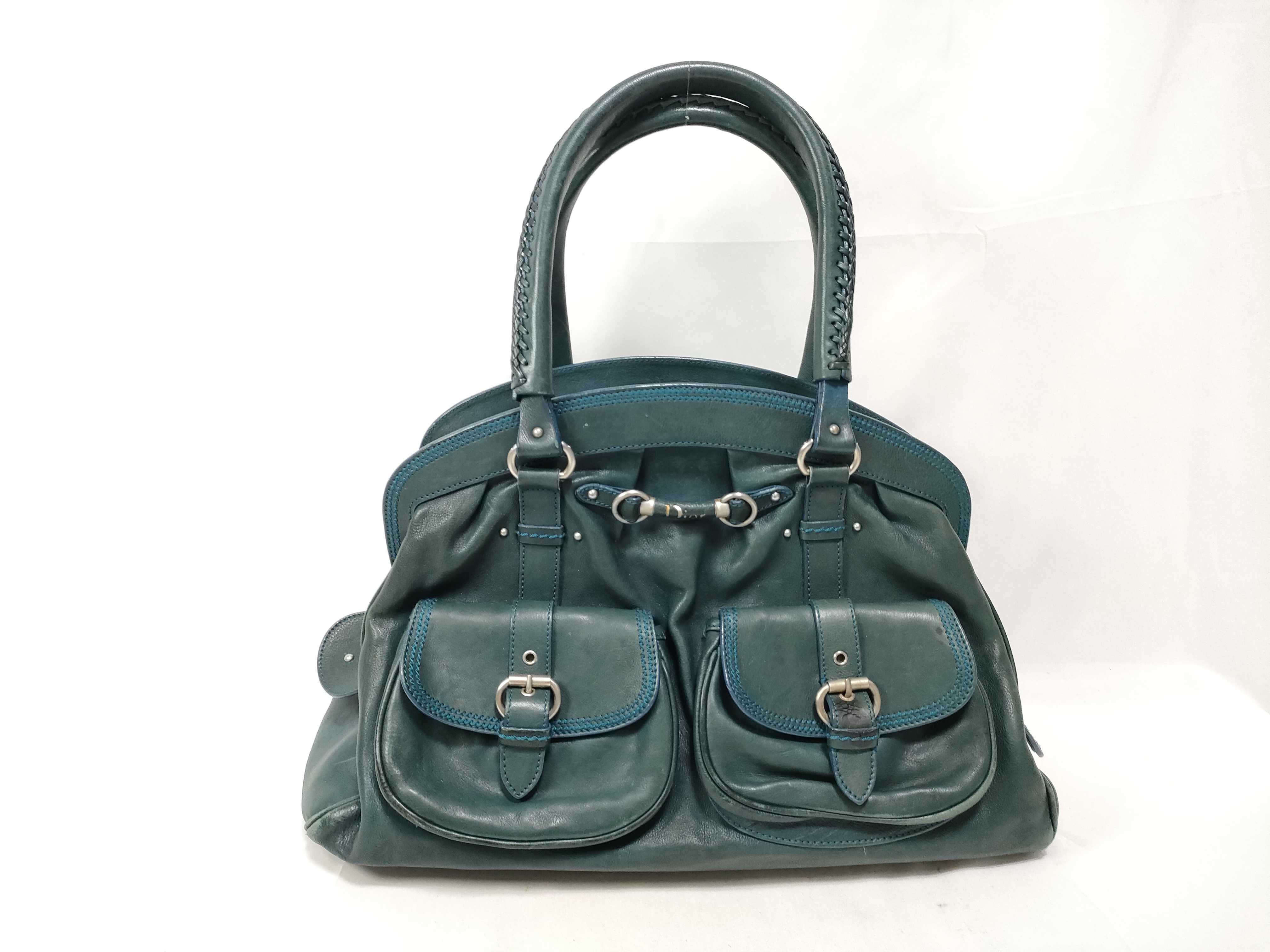 Christian Dior Leather Boston Bag Handbag Tote Bag Handbag