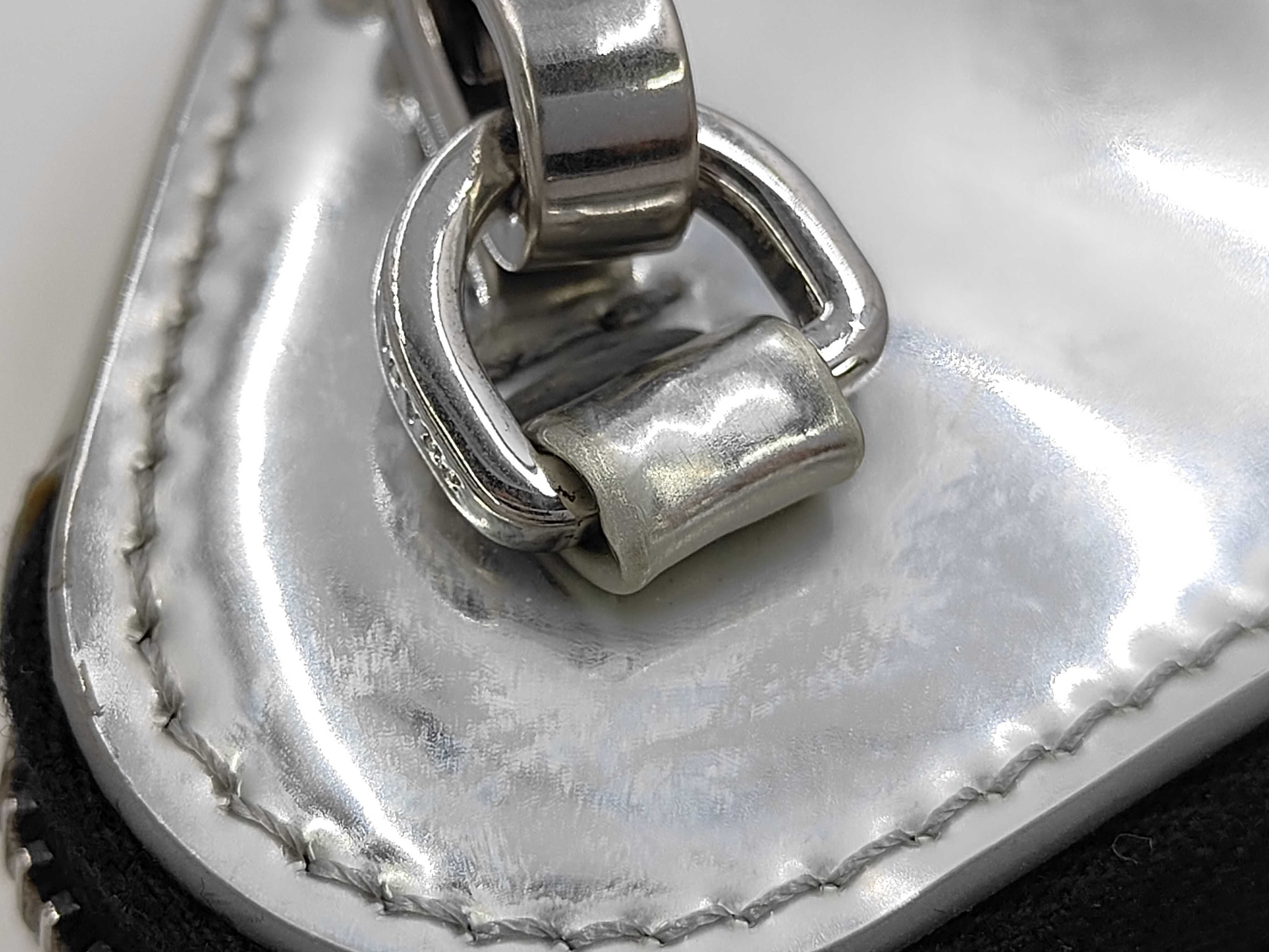 Triangle Logo Patent Silver Shoulder Bag — view 7