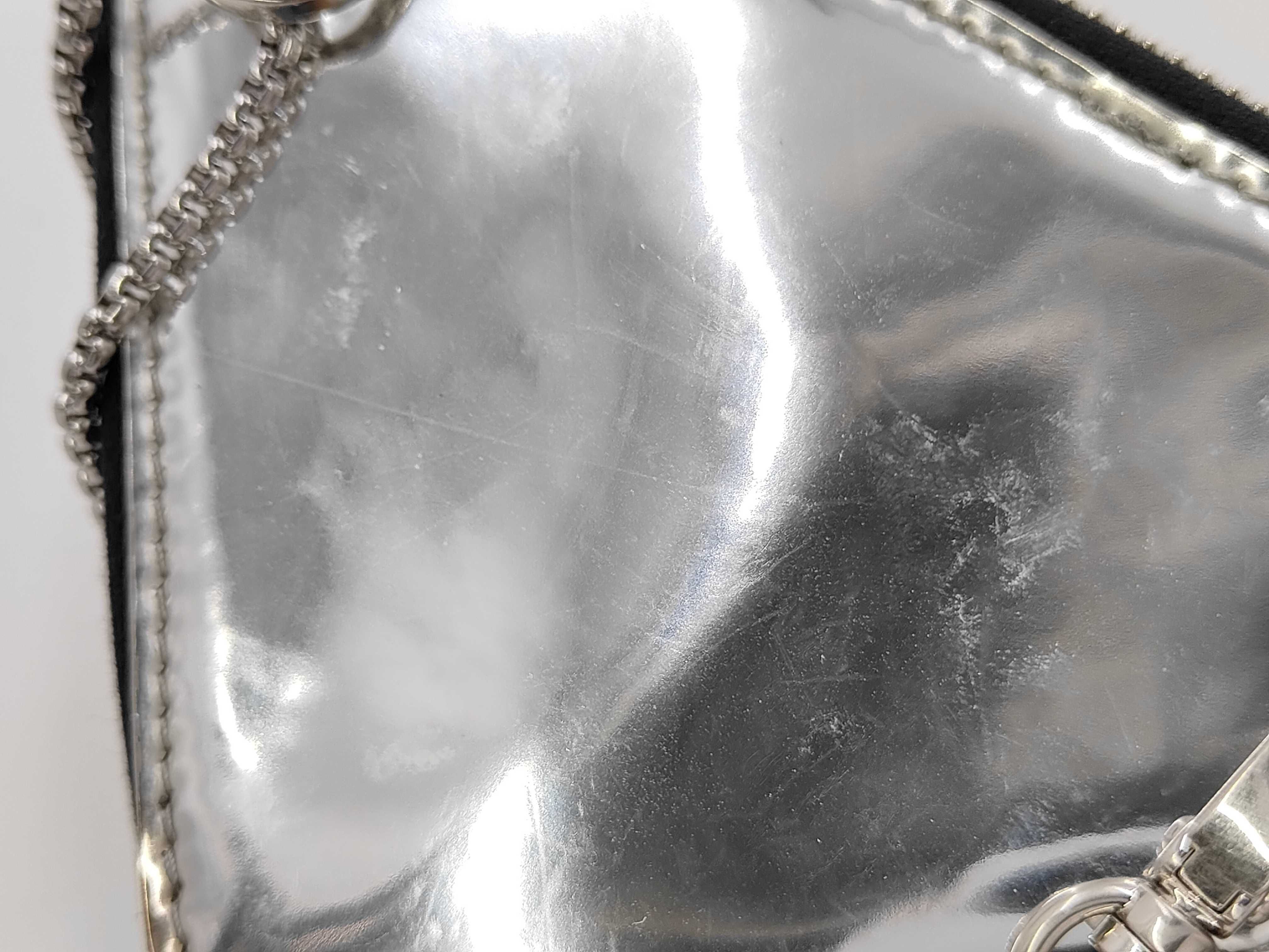 Triangle Logo Patent Silver Shoulder Bag — view 8
