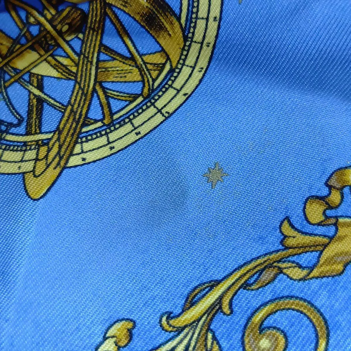 Carre 45 COSMOS scarf, silk, blue x navy. Shows wear, — view 7
