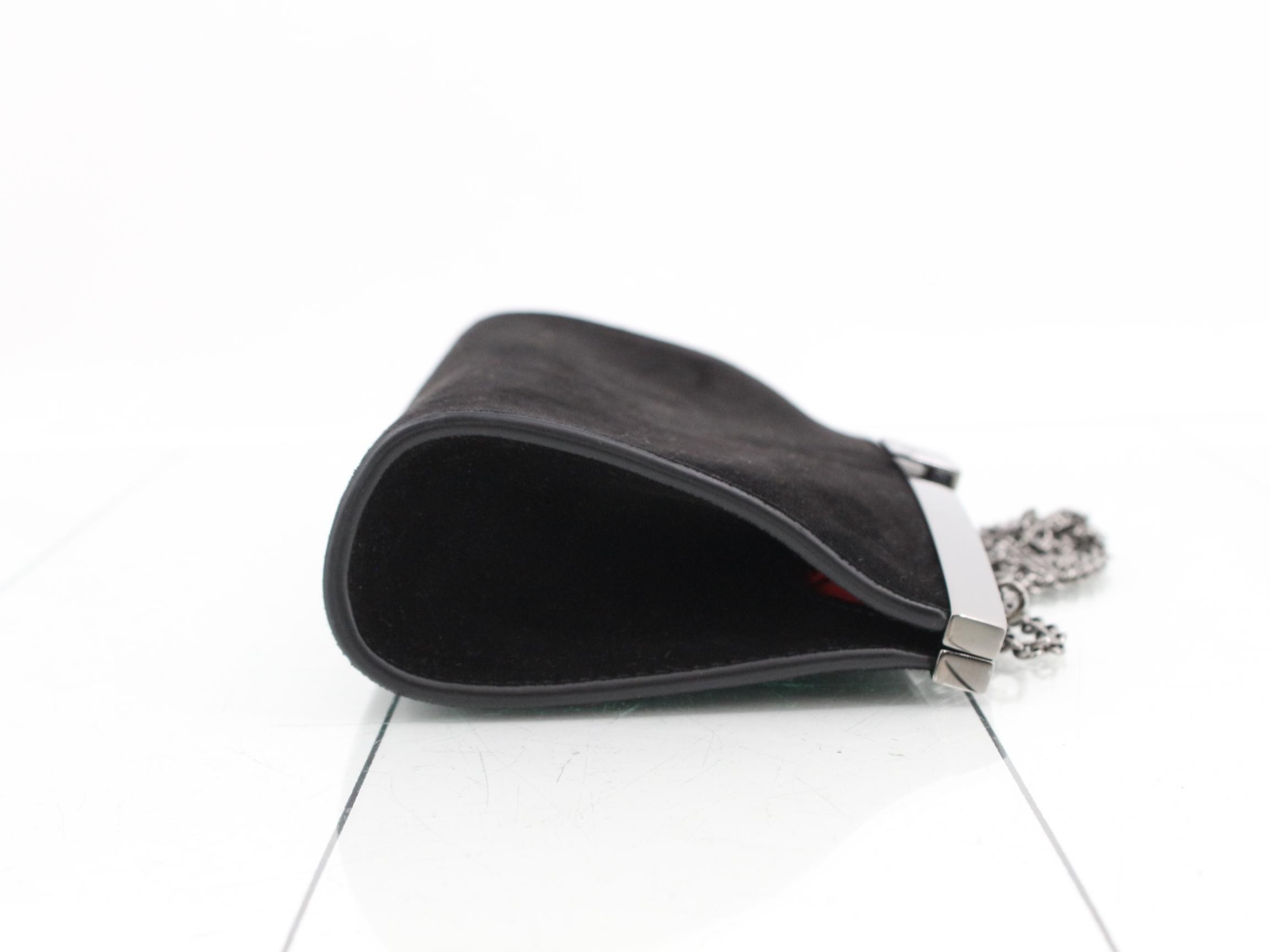 Chain shoulder bag, clasp closure, suede, black — view 3