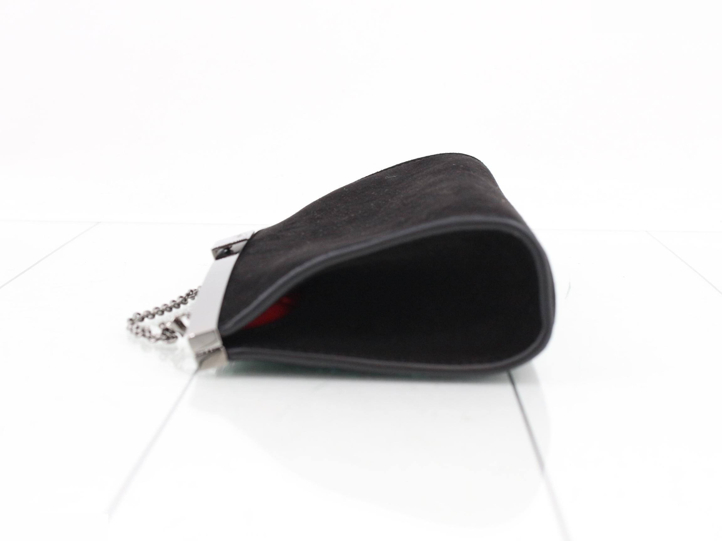 Chain shoulder bag, clasp closure, suede, black — view 4
