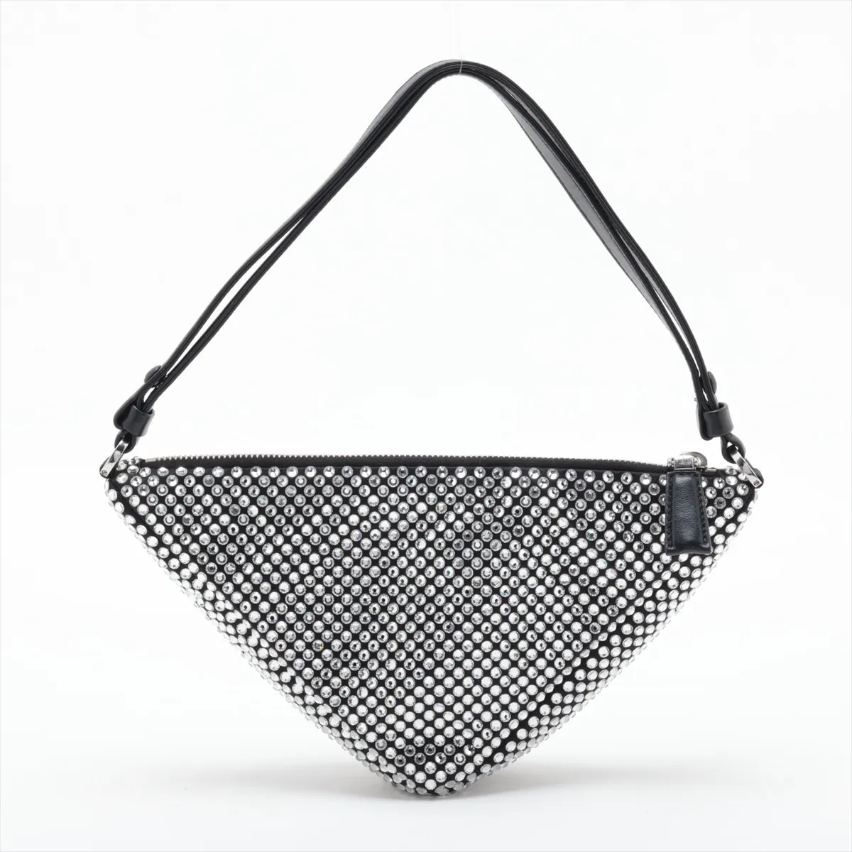 Crystal Satin x Rhinestone Shoulder Bag, Black — view 2