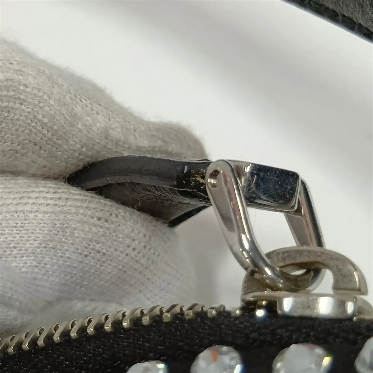 Crystal Satin x Rhinestone Shoulder Bag, Black — view 9