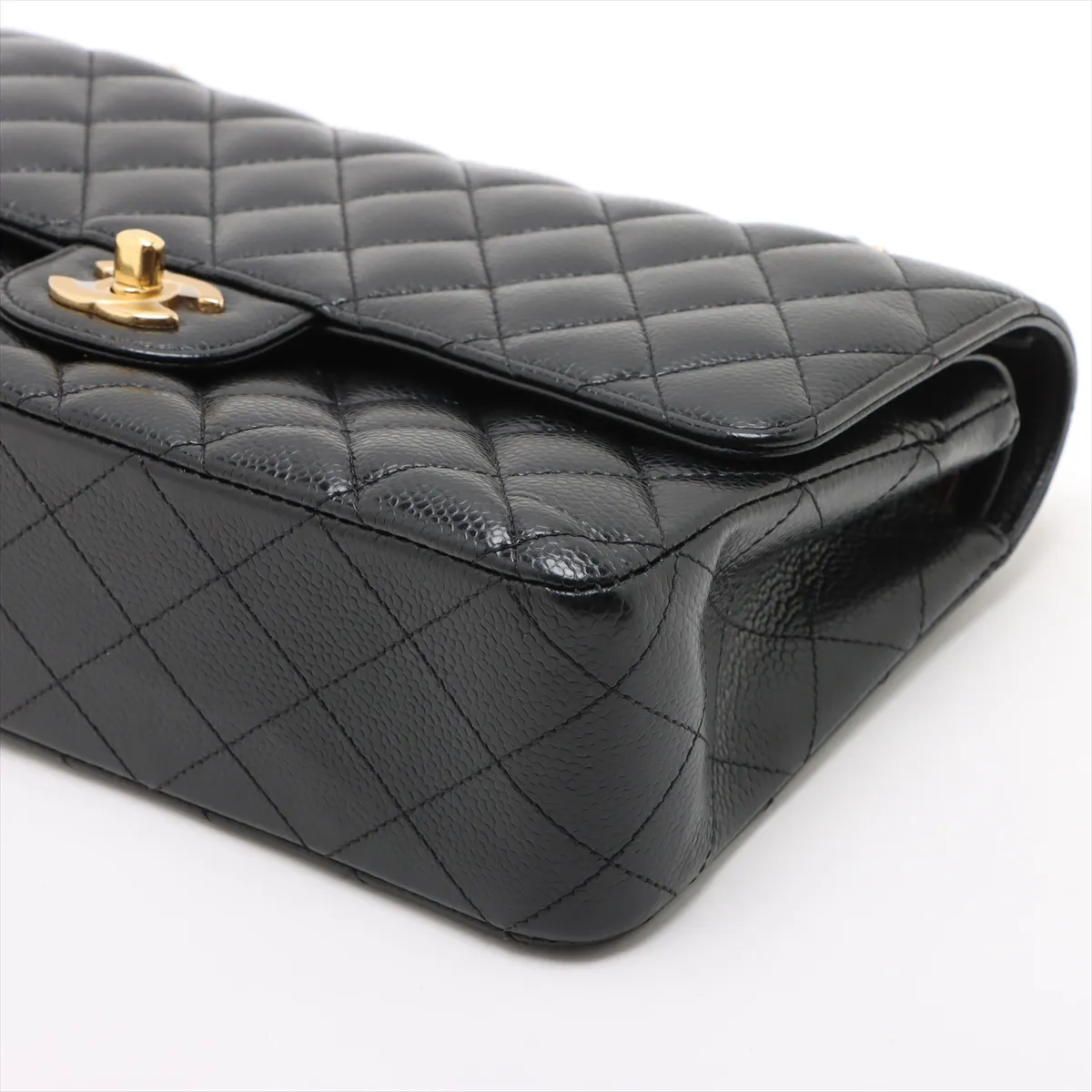 [Individually wrapped] Chanel Matelasse 25 caviar skin double flap double chain bag black silver hardware 30223285 30s A01112 — view 3