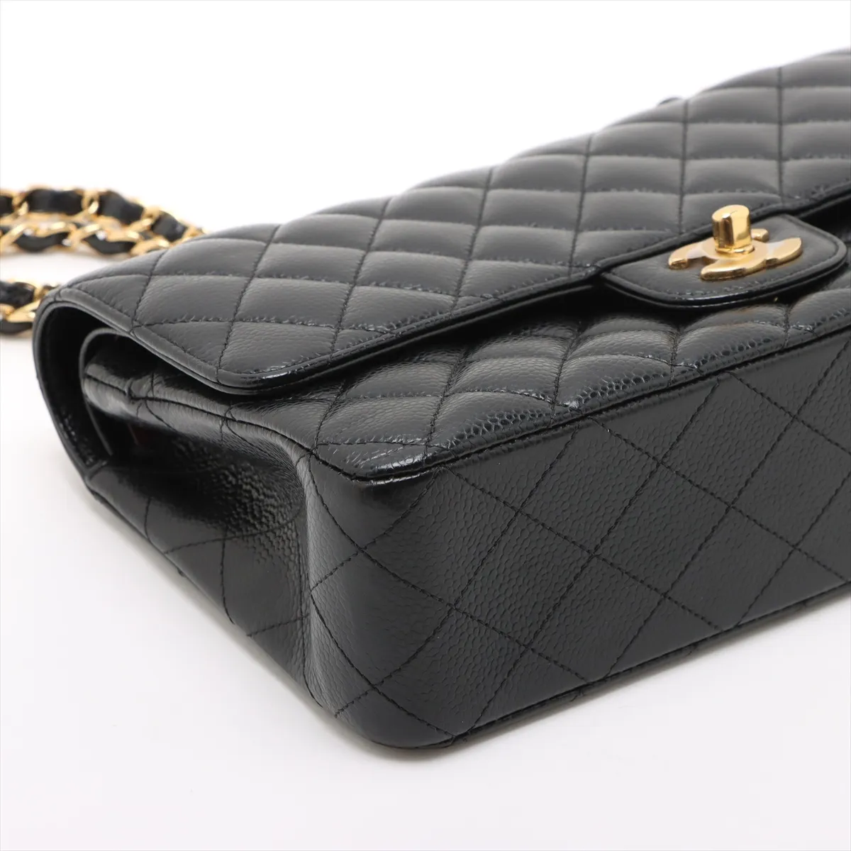 [Individually wrapped] Chanel Matelasse 25 caviar skin double flap double chain bag black silver hardware 30223285 30s A01112 — view 4