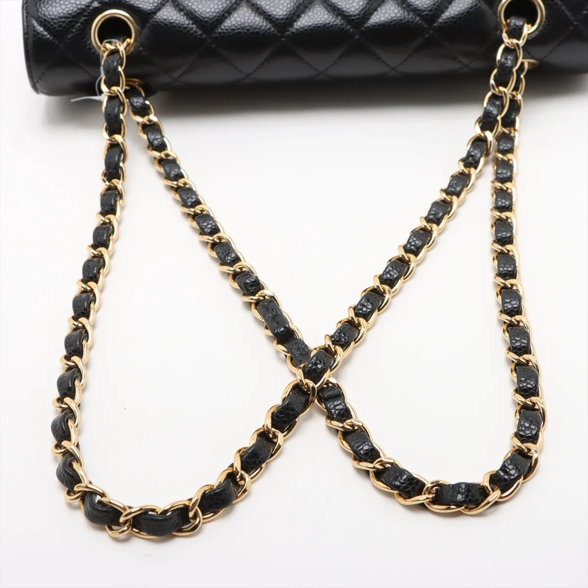 [Individually wrapped] Chanel Matelasse 25 caviar skin double flap double chain bag black silver hardware 30223285 30s A01112 — view 5
