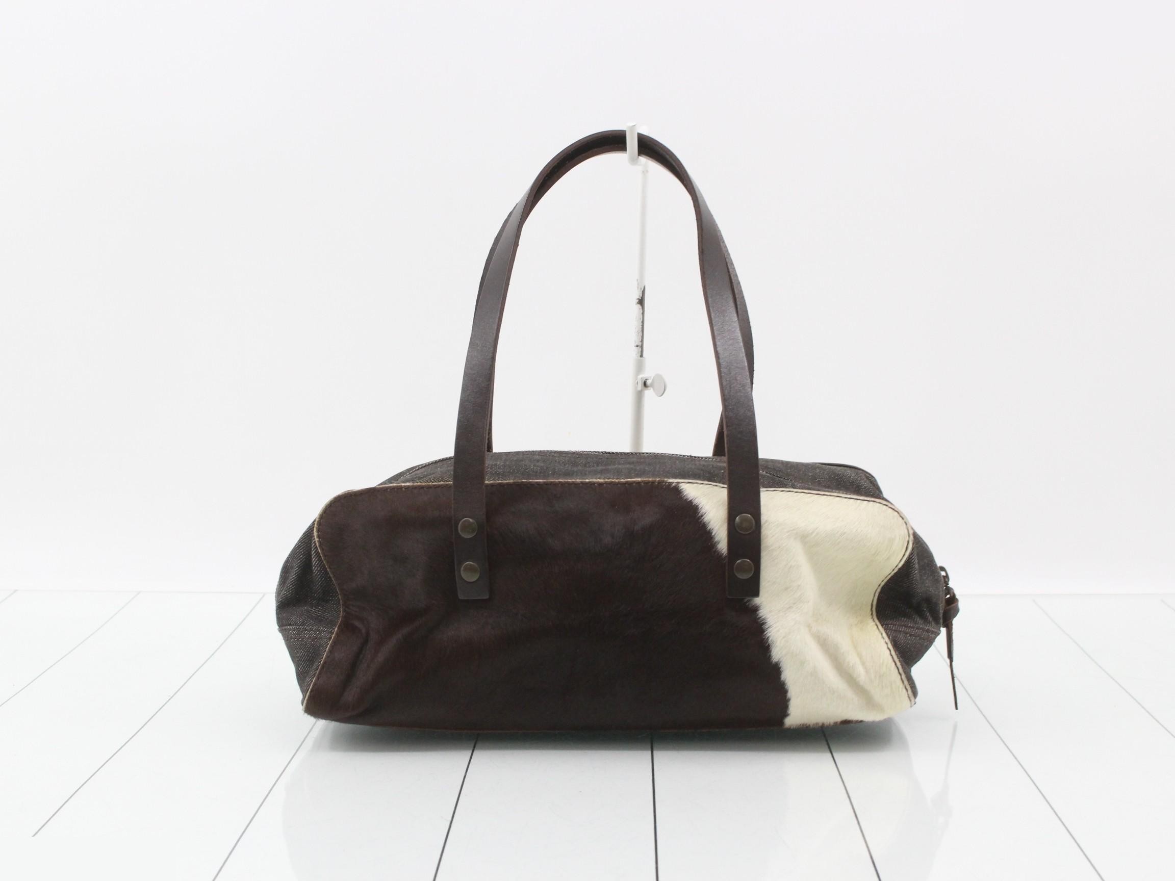 One-shoulder bag, calfskin/canvas, multicolor — view 2