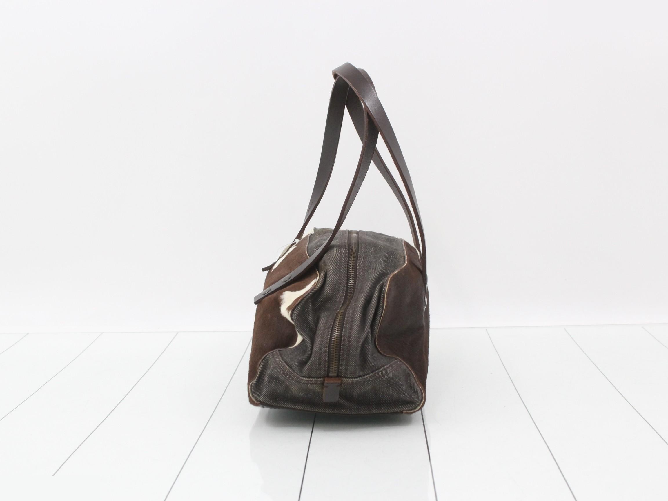 One-shoulder bag, calfskin/canvas, multicolor — view 3
