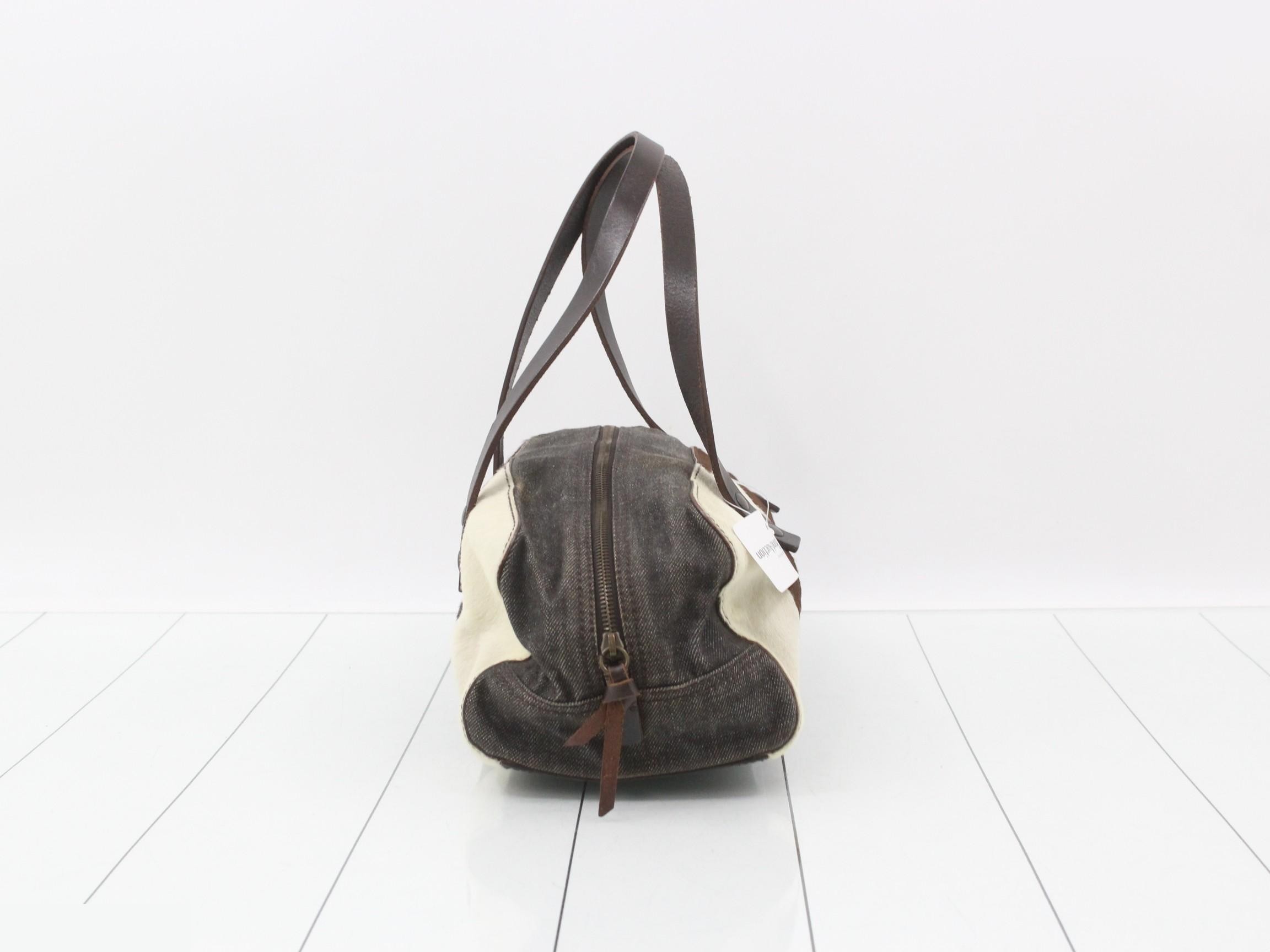 One-shoulder bag, calfskin/canvas, multicolor — view 4