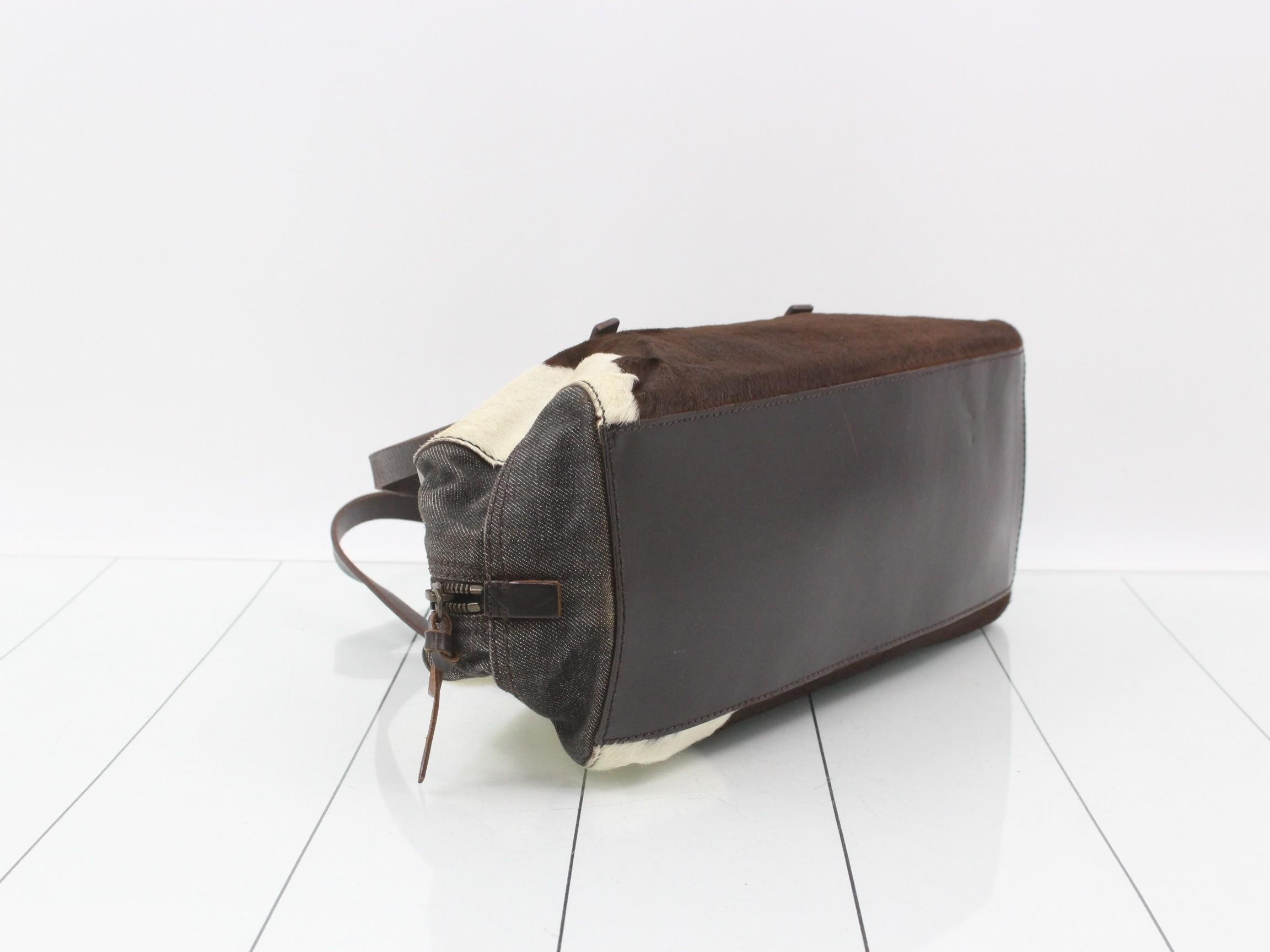 One-shoulder bag, calfskin/canvas, multicolor — view 5
