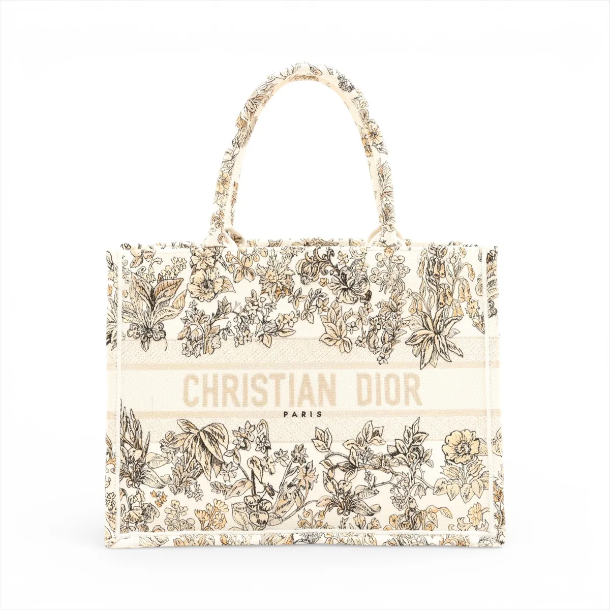 Book Tote Medium Canvas Tote Bag White x Gold Lucky Star