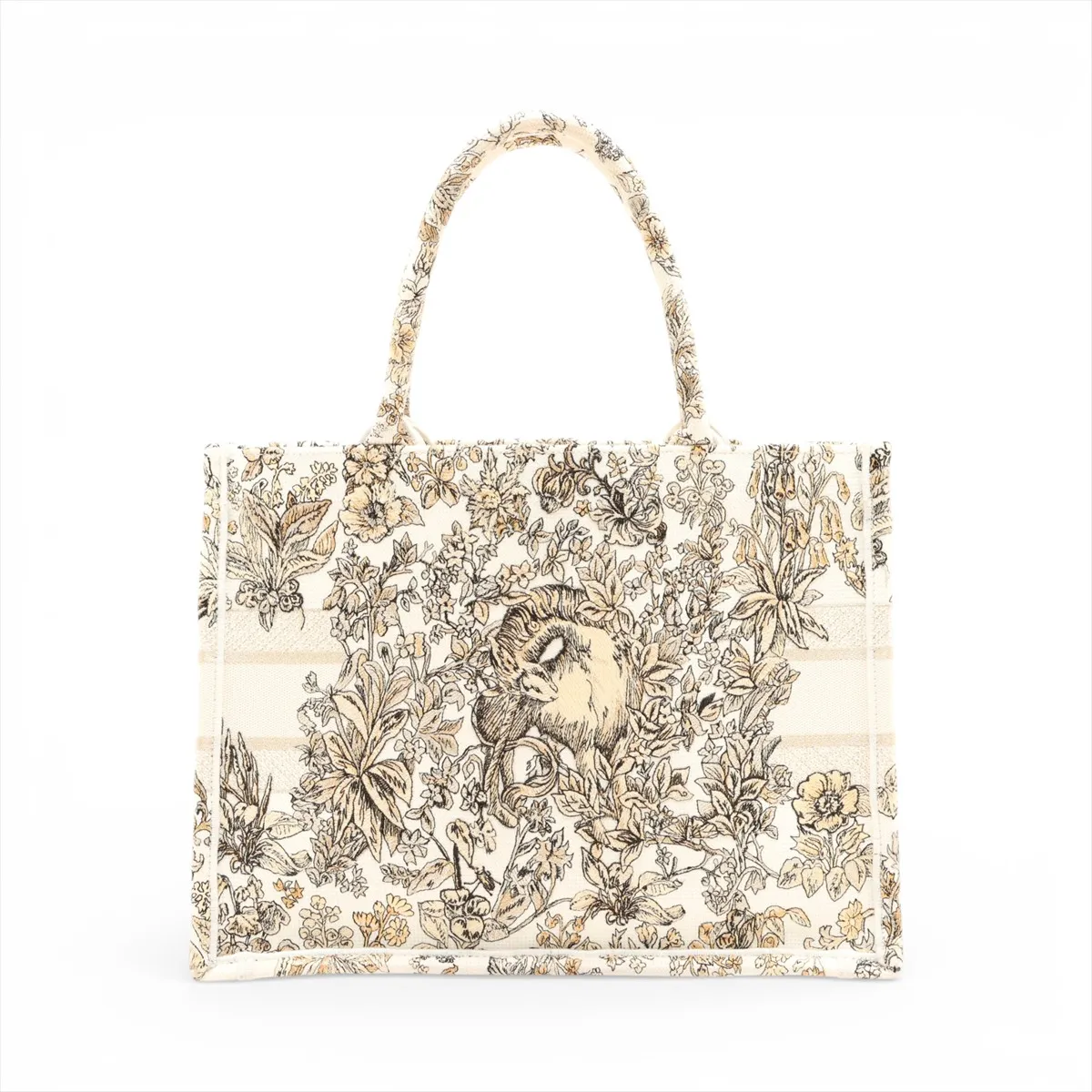 Book Tote Medium Canvas Tote Bag White x Gold Lucky Star — view 2