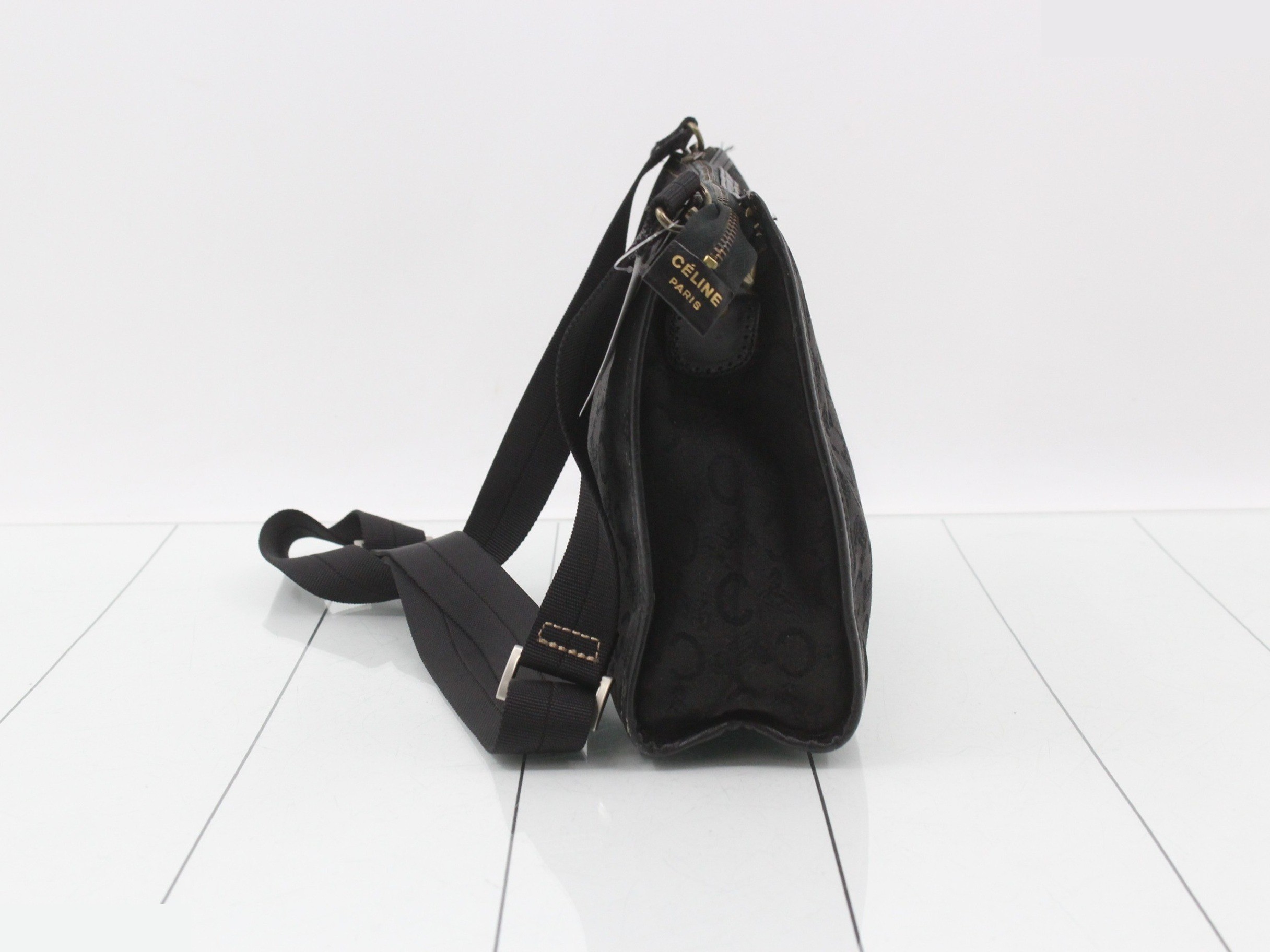 Shoulder bag, C Macadam, canvas and leather, black — view 3
