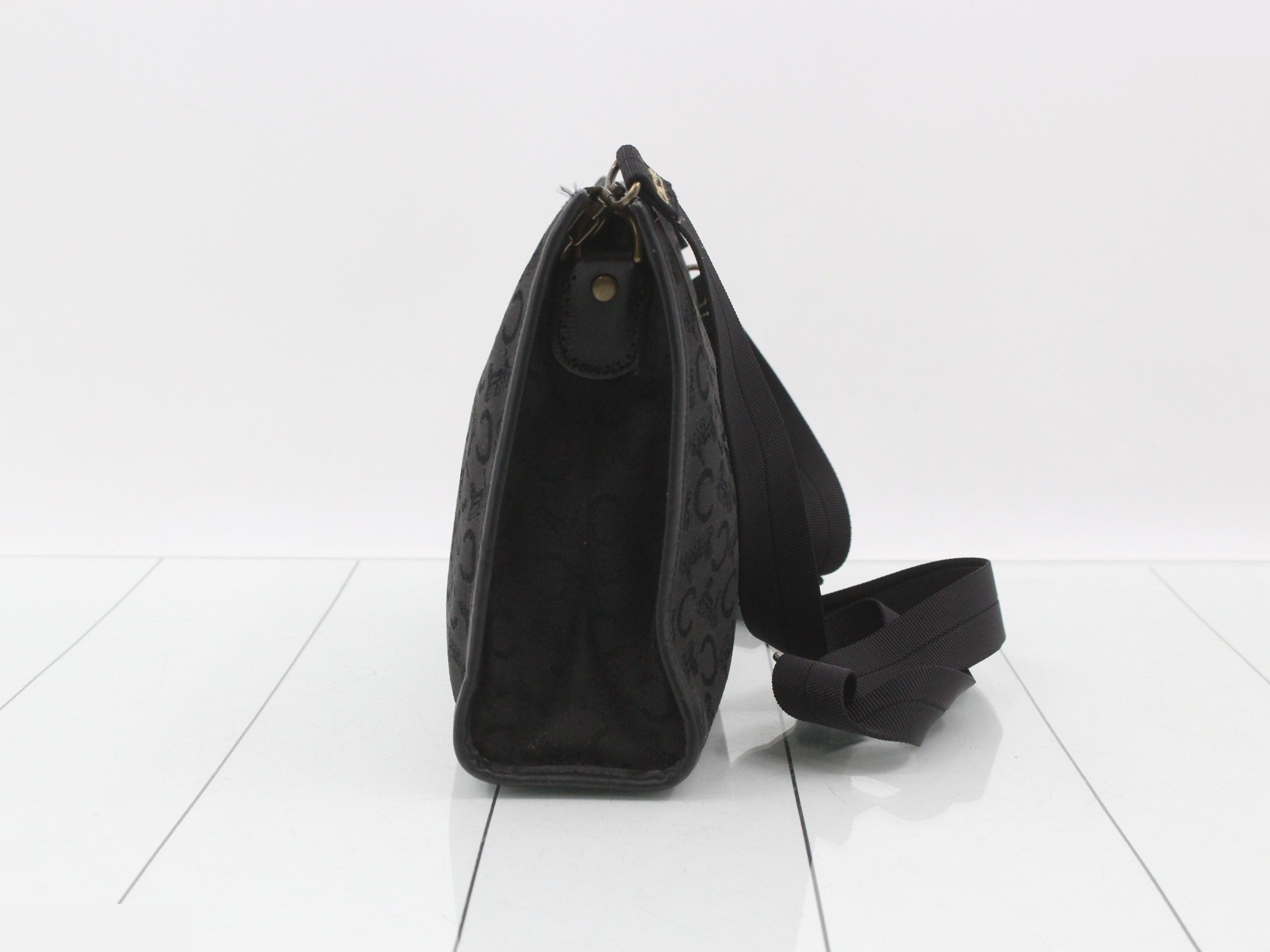 Shoulder bag, C Macadam, canvas and leather, black — view 4