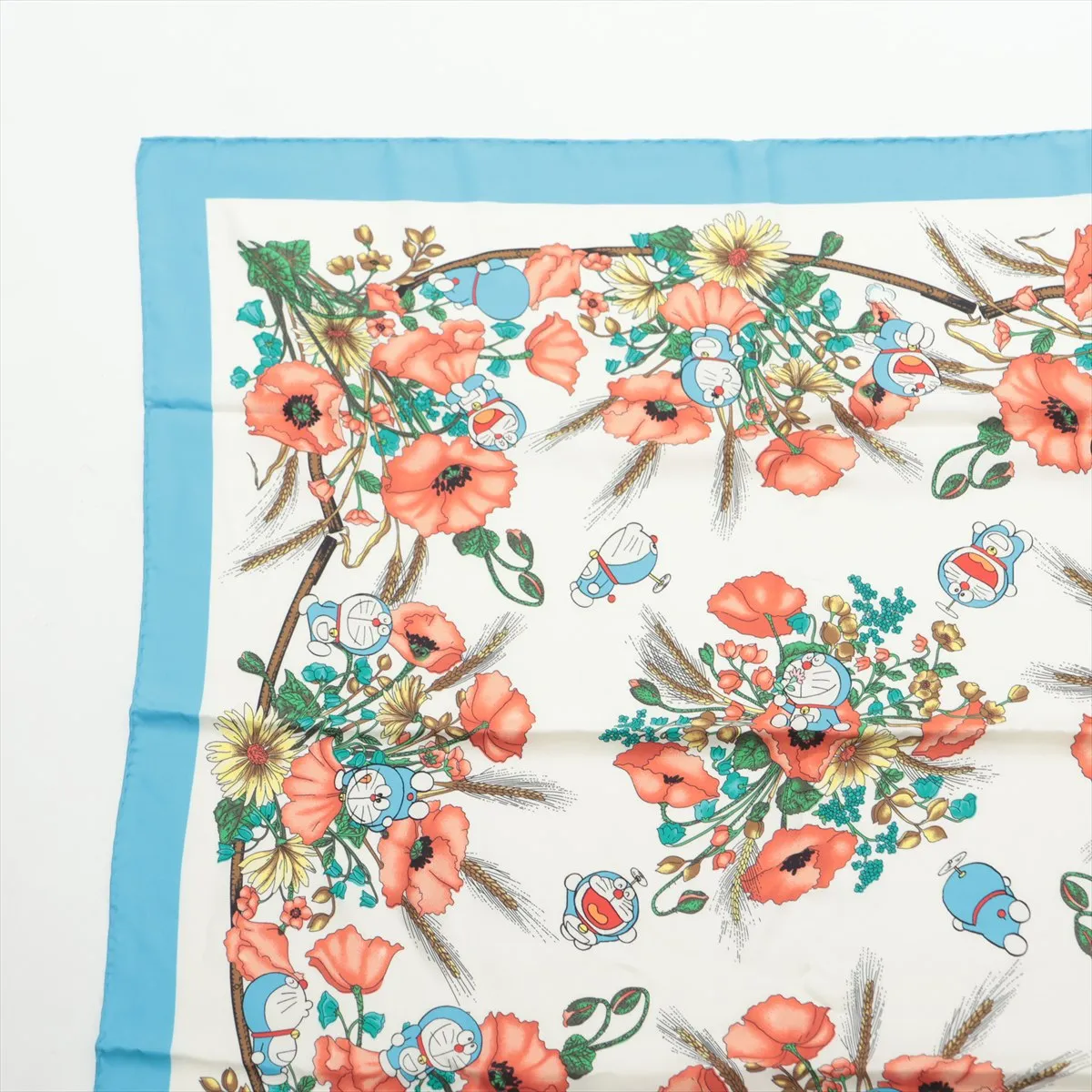 x Doraemon Silk Scarf, Blue. Strong — view 2