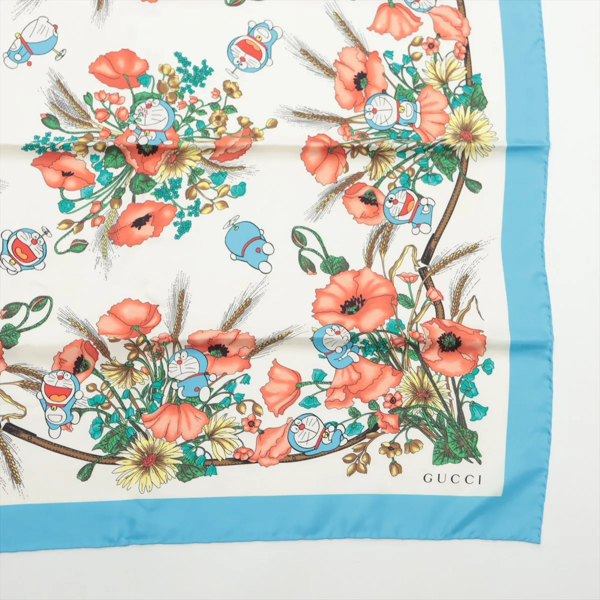 x Doraemon Silk Scarf, Blue. Strong — view 4