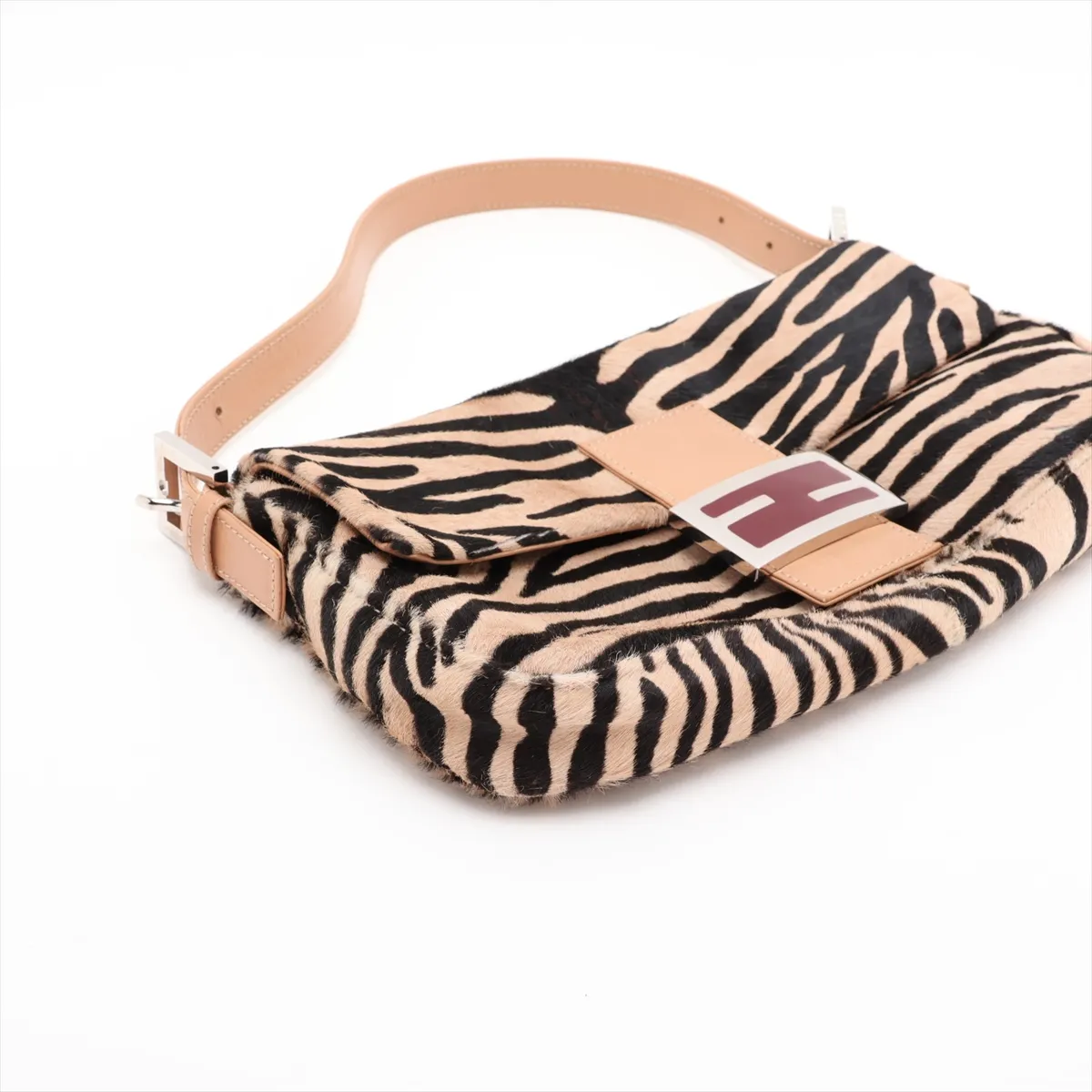 [Individually packaged] Fendi Mamma Bucket Calf Hair x Leather Shoulder Bag, Beige — view 4