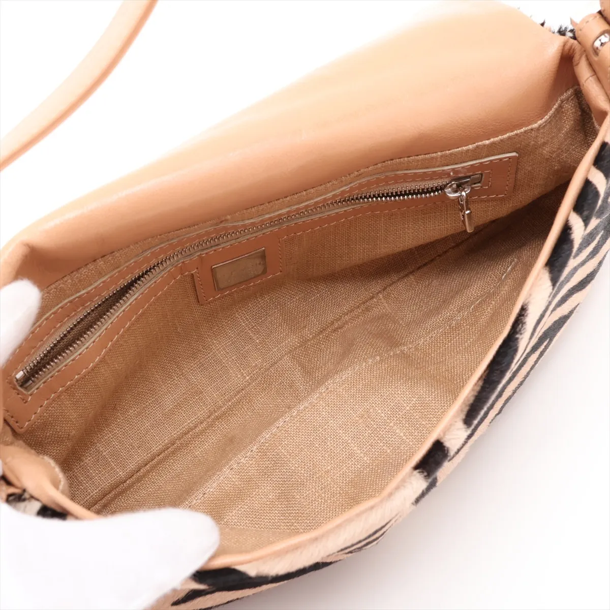 [Individually packaged] Fendi Mamma Bucket Calf Hair x Leather Shoulder Bag, Beige — view 7