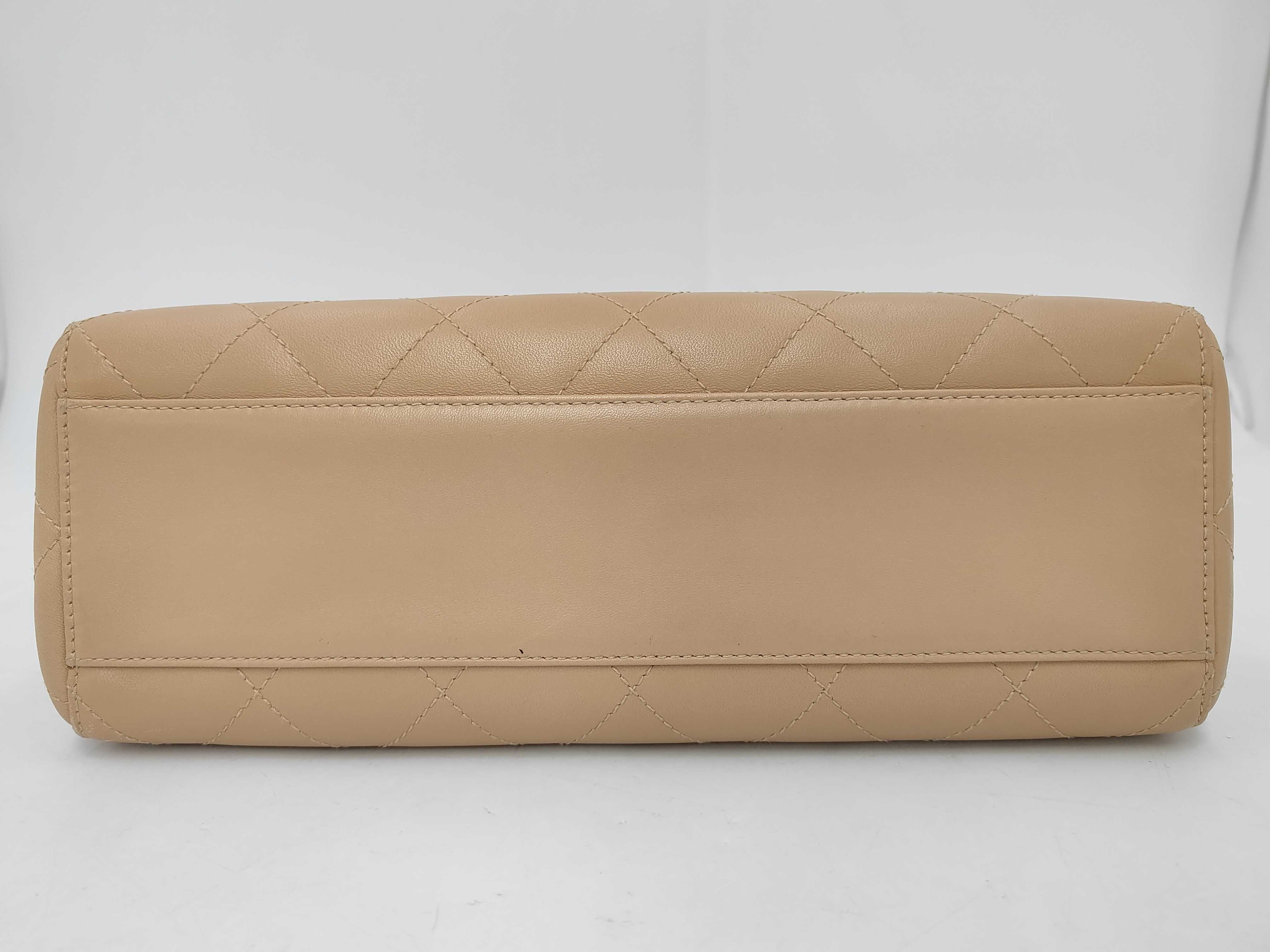 Lambskin Straight Flap One-Shoulder Bag, Beige Lambskin Shoulder Bag — view 7