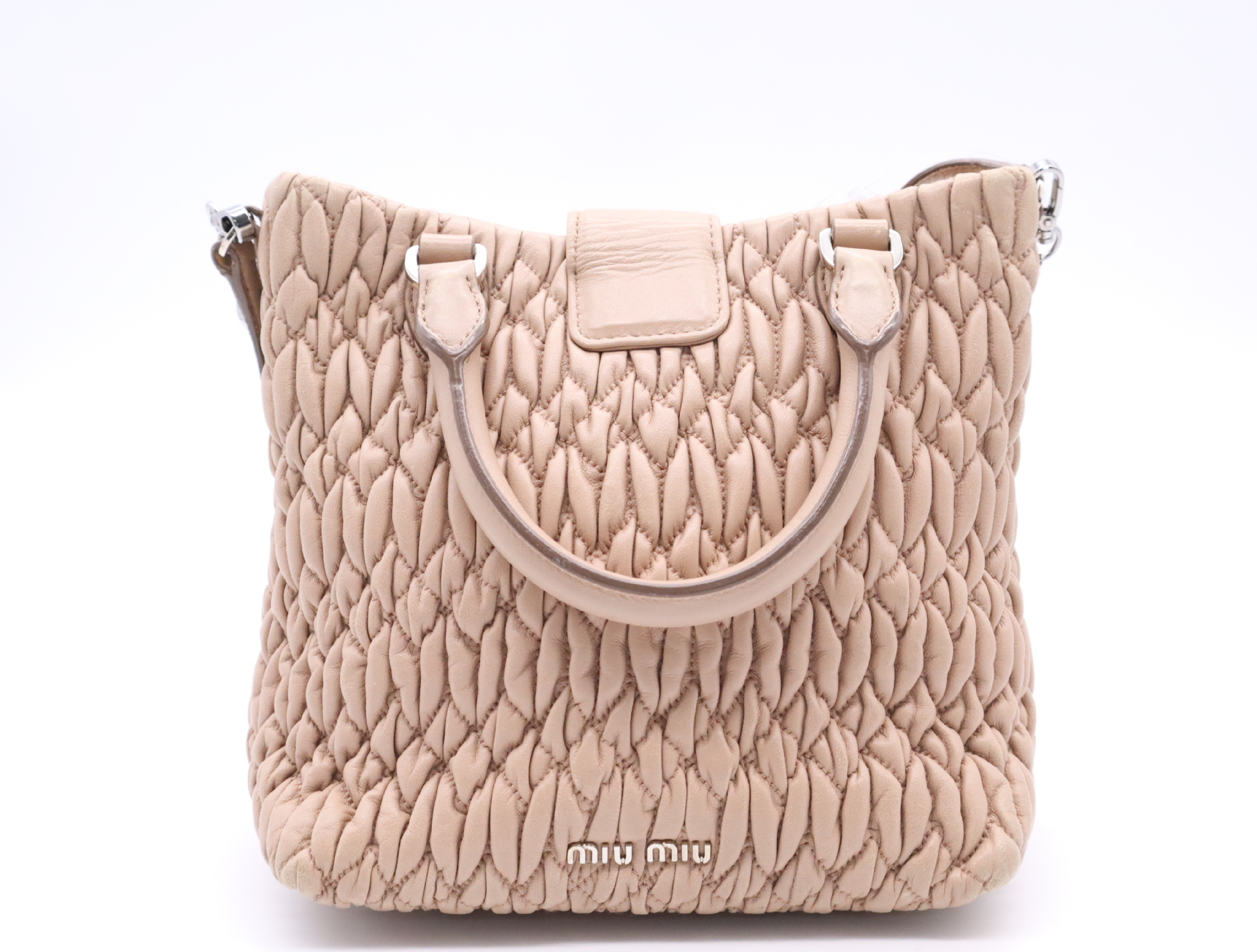 Leather Handbag, Pink, Silver Hardware, with Shoulder Strap — view 2