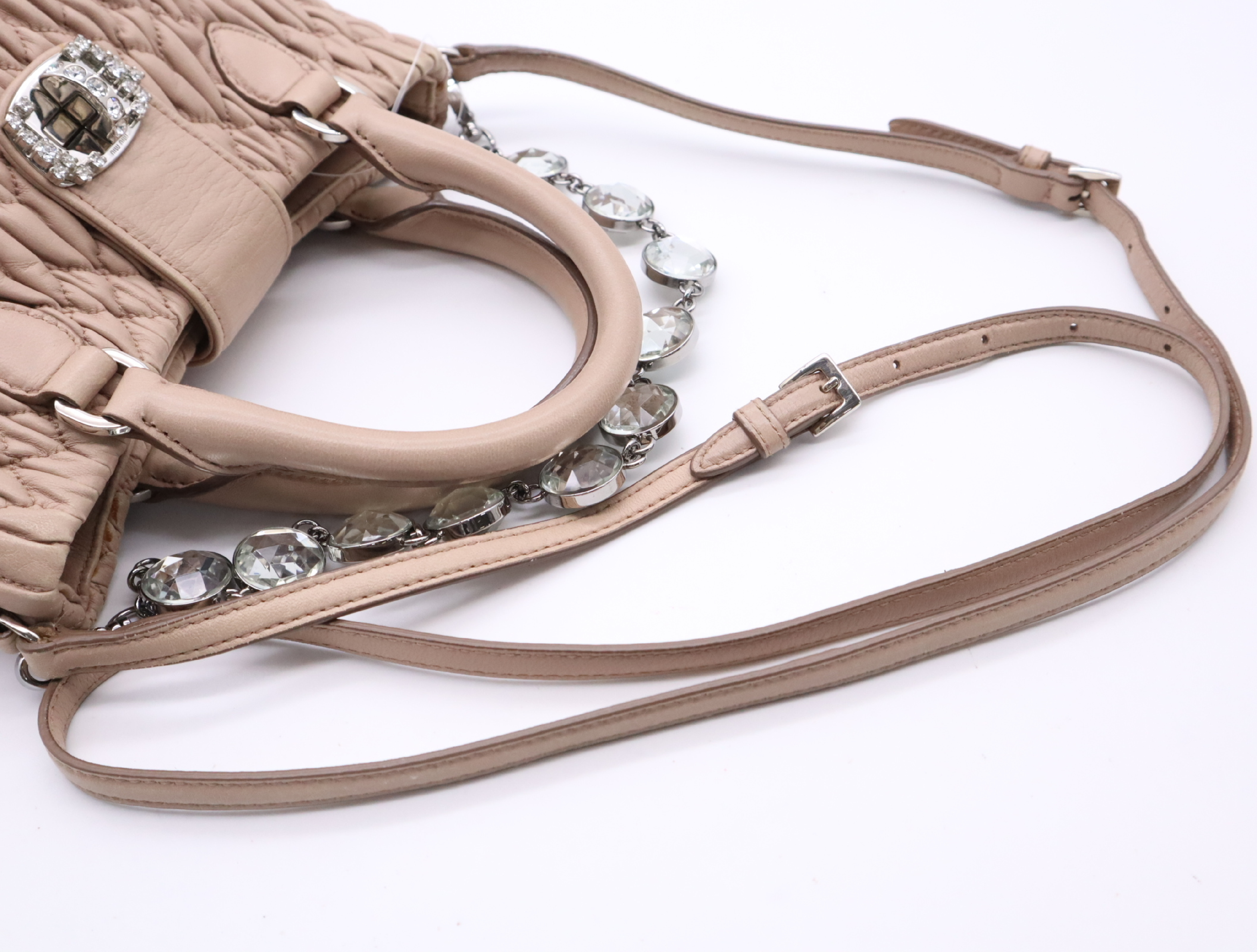 Leather Handbag, Pink, Silver Hardware, with Shoulder Strap — view 12