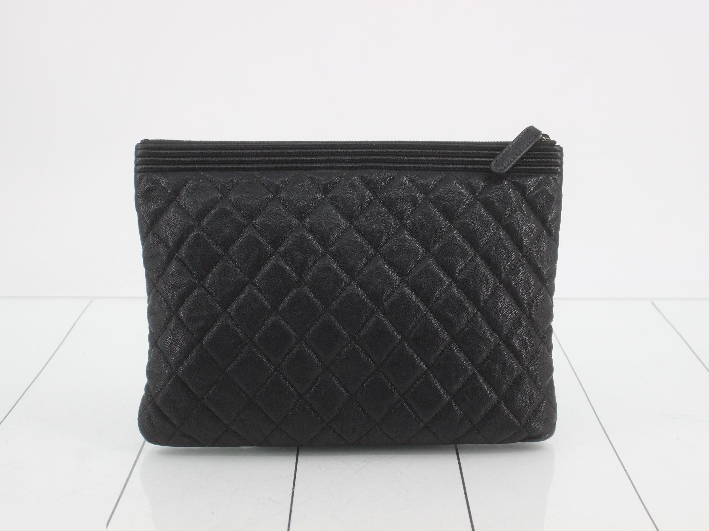Boy Chanel Caviar Skin Clutch Bag, Black — view 2