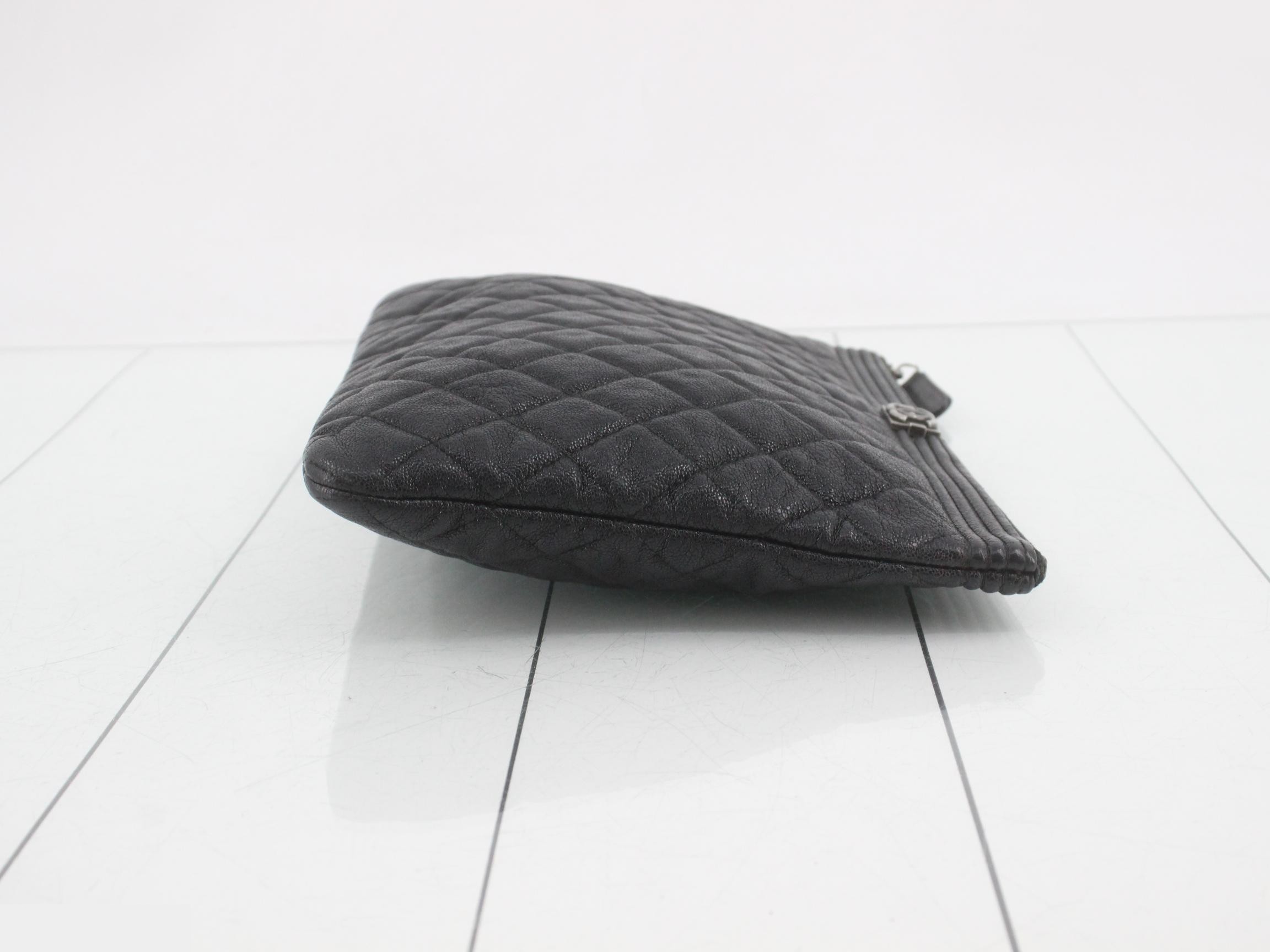 Boy Chanel Caviar Skin Clutch Bag, Black — view 3