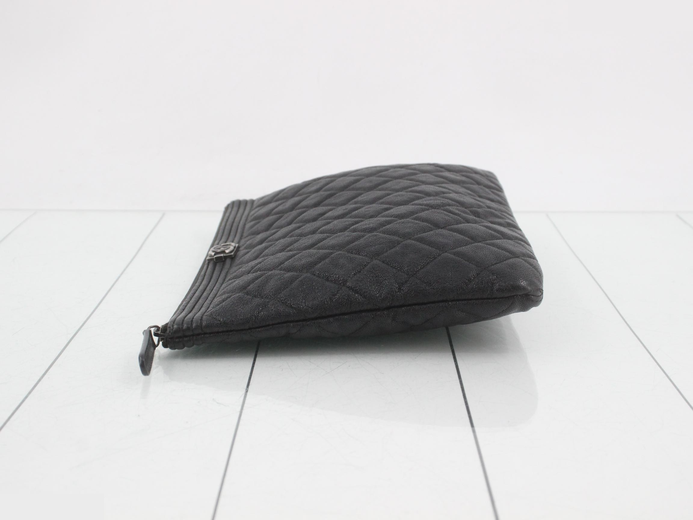 Boy Chanel Caviar Skin Clutch Bag, Black — view 4