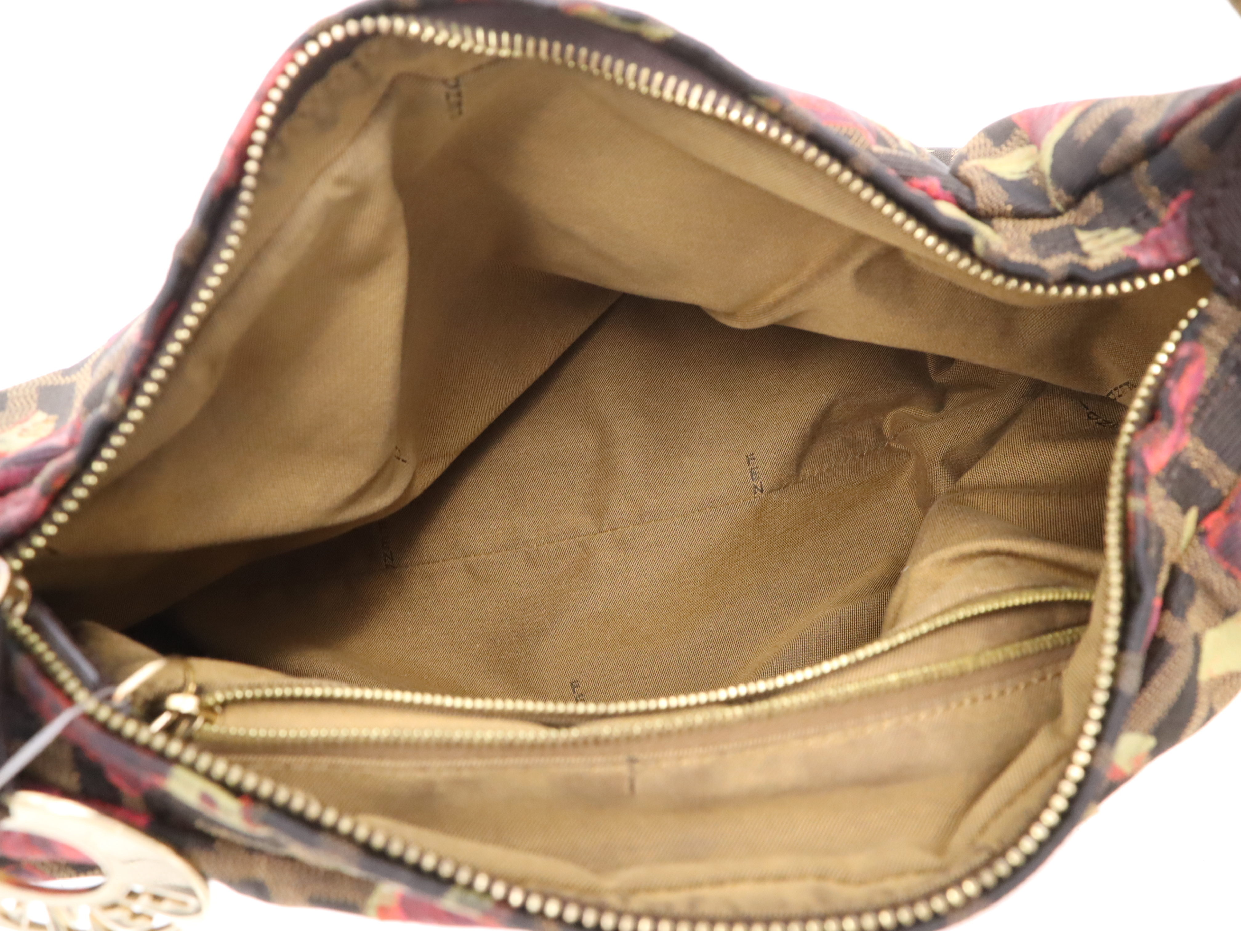 Canvas x Leather Zucca Rose Chef Bag Brown Shoulder Bag with Card — view 11
