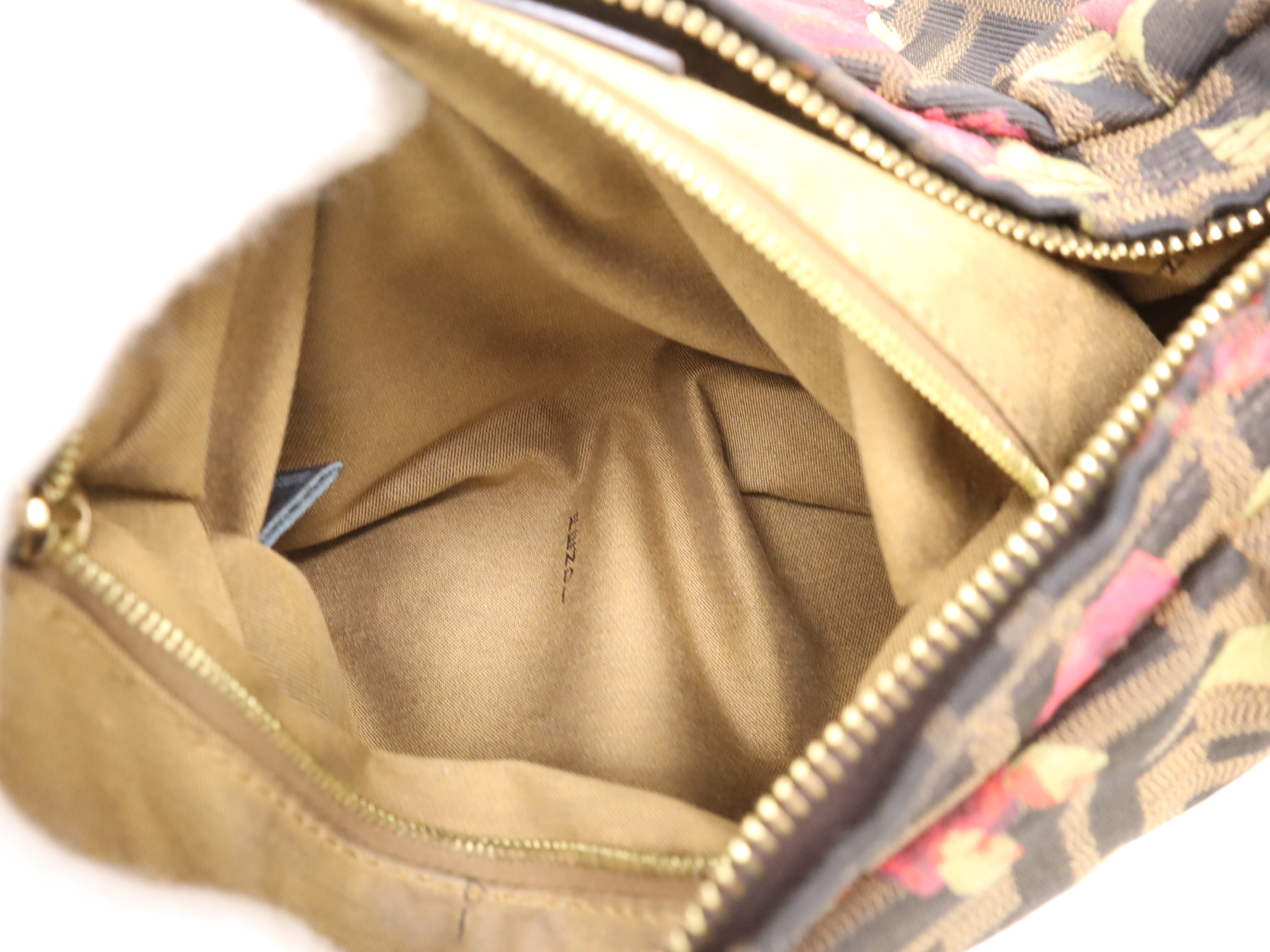Canvas x Leather Zucca Rose Chef Bag Brown Shoulder Bag with Card — view 12