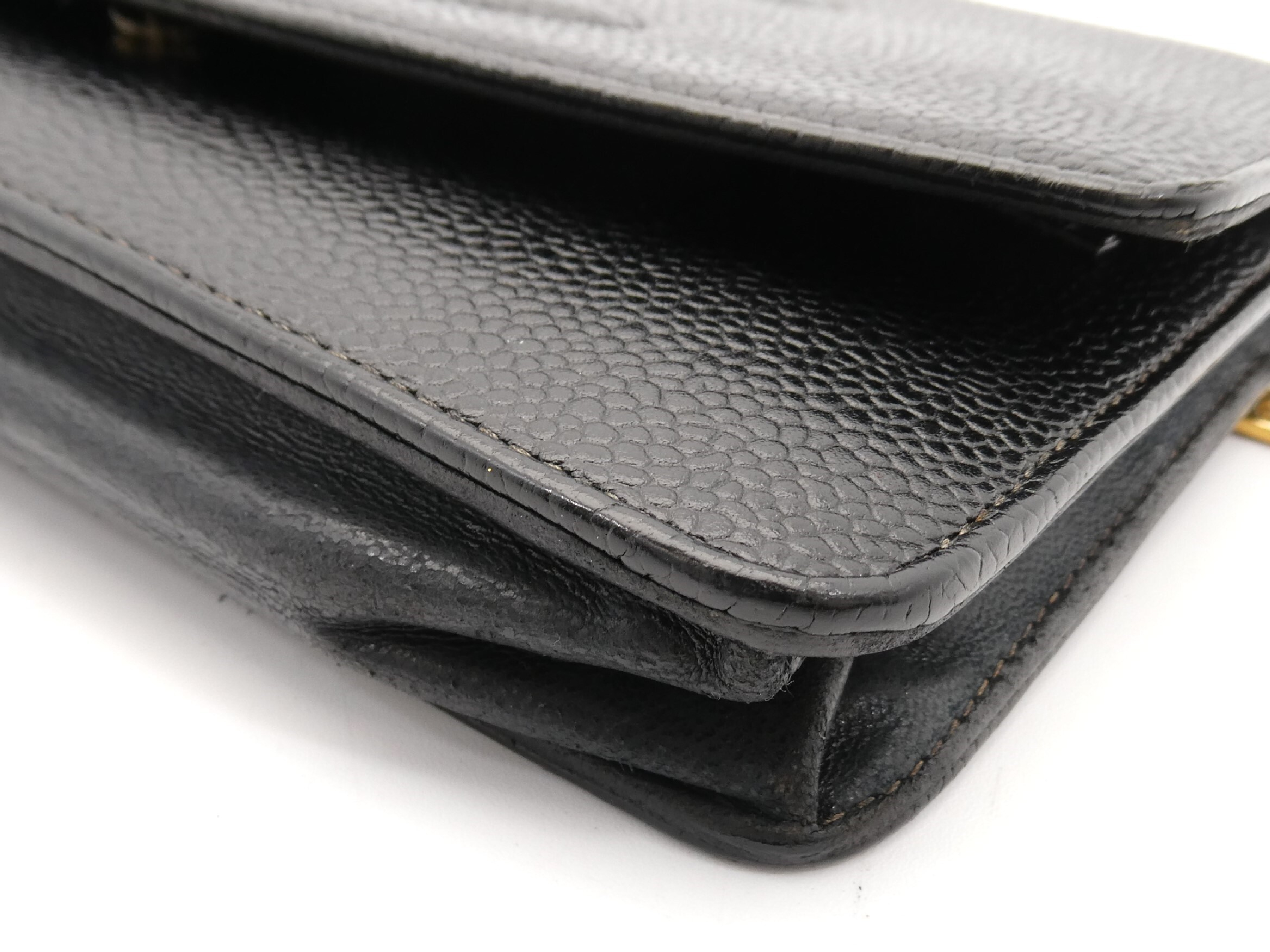Caviar Skin Coco Mark Chain Wallet Shoulder Bag — view 12