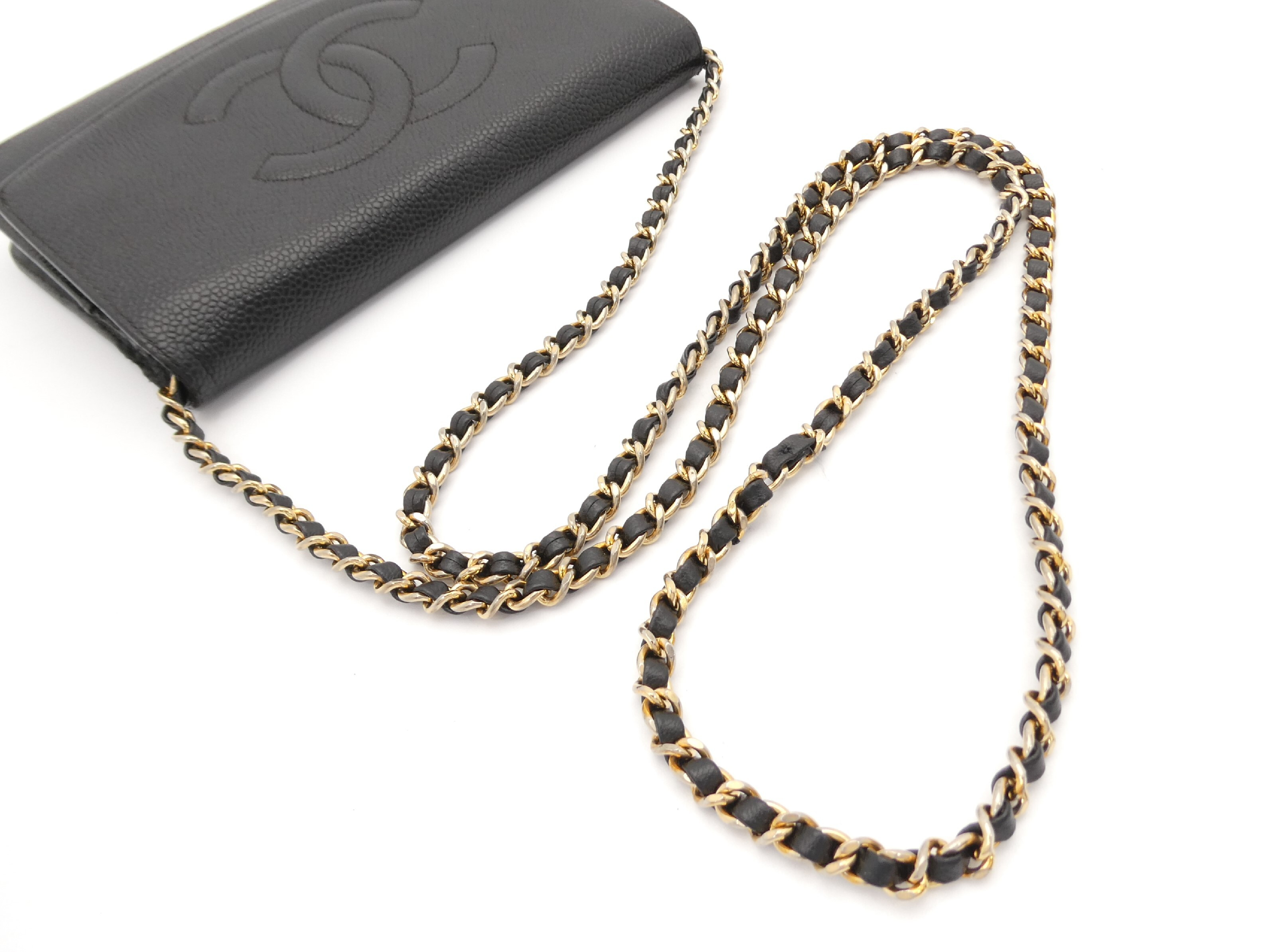 Caviar Skin Coco Mark Chain Wallet Shoulder Bag — view 6