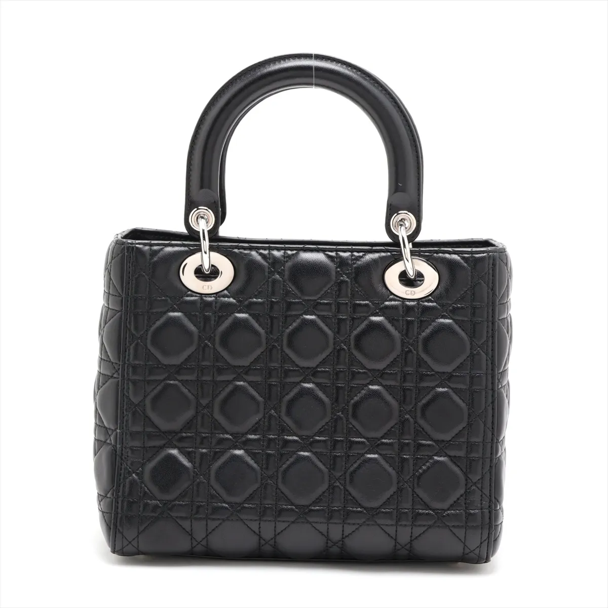 Cannage Lady Dior Leather 2-Way Handbag, Black — view 2