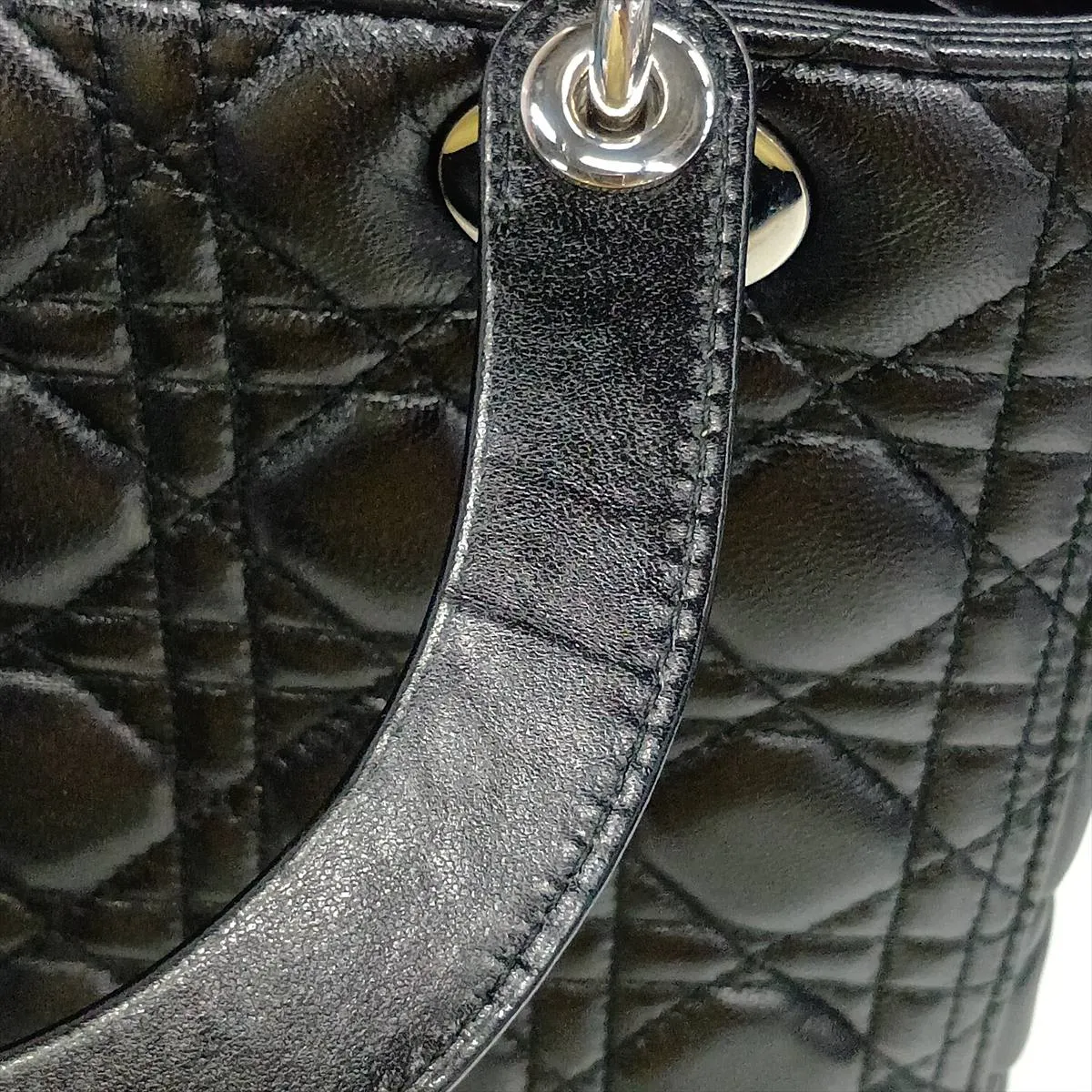 Cannage Lady Dior Leather 2-Way Handbag, Black — view 13