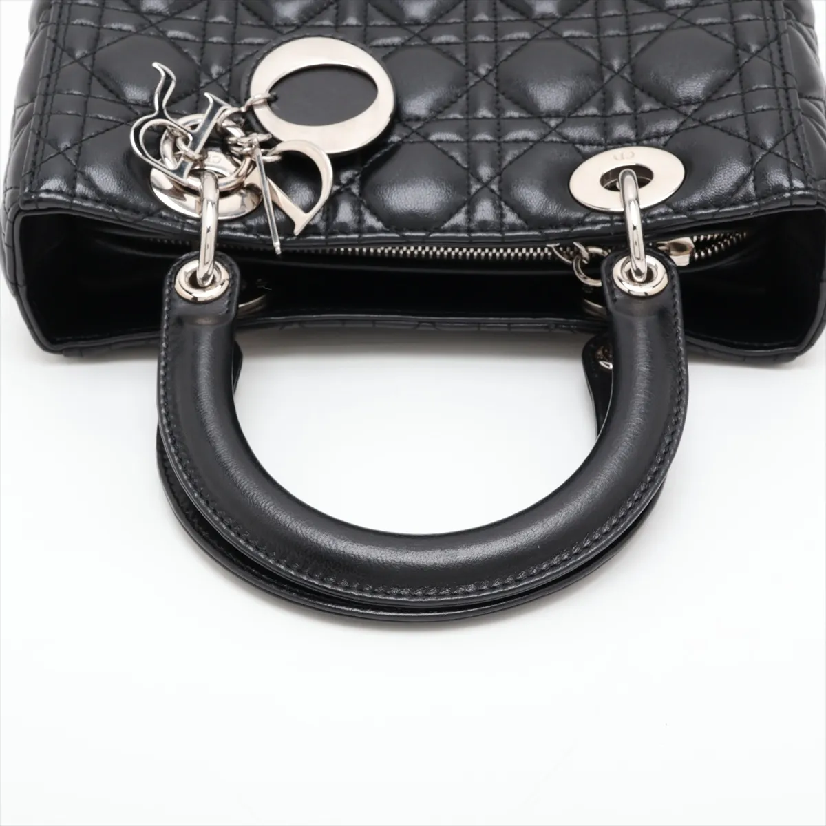 Cannage Lady Dior Leather 2-Way Handbag, Black — view 5