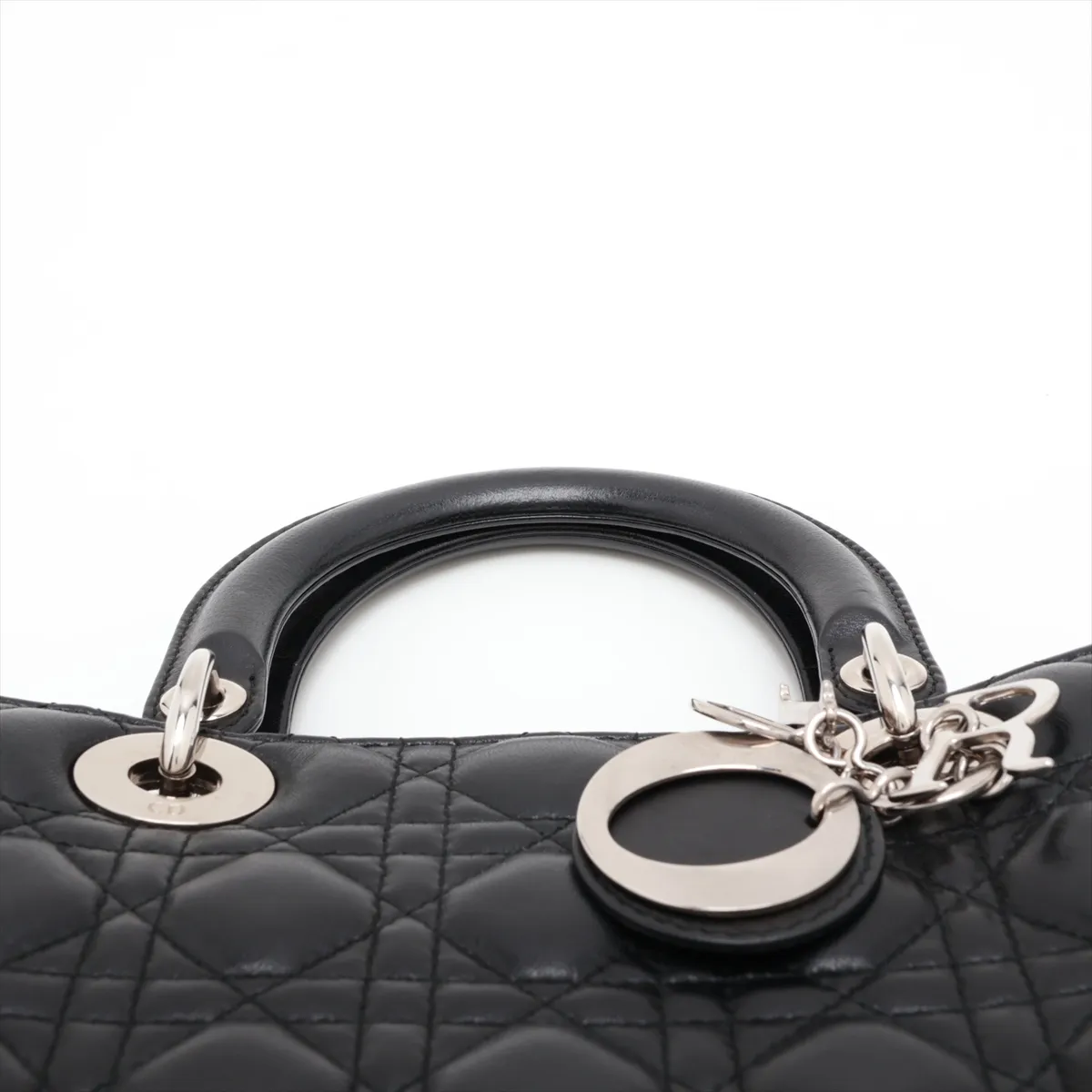 Cannage Lady Dior Leather 2-Way Handbag, Black — view 6