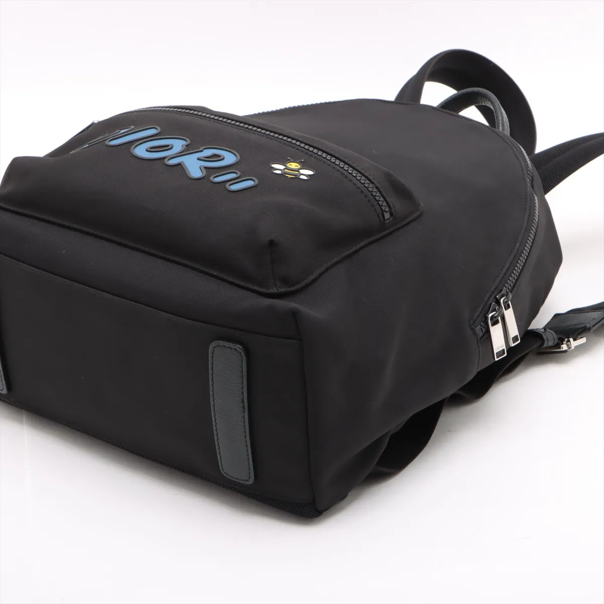 x KAWS Bee Nylon x Leather Backpack/Rucksack, Black — view 3