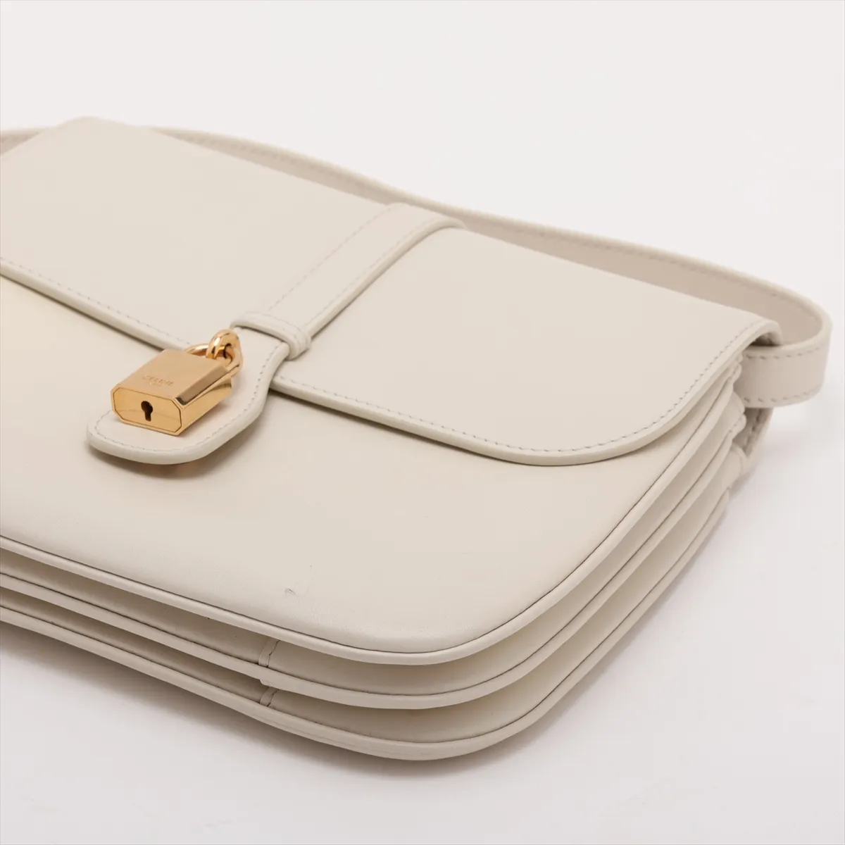 Taboo Medium Leather Shoulder Bag, White — view 3