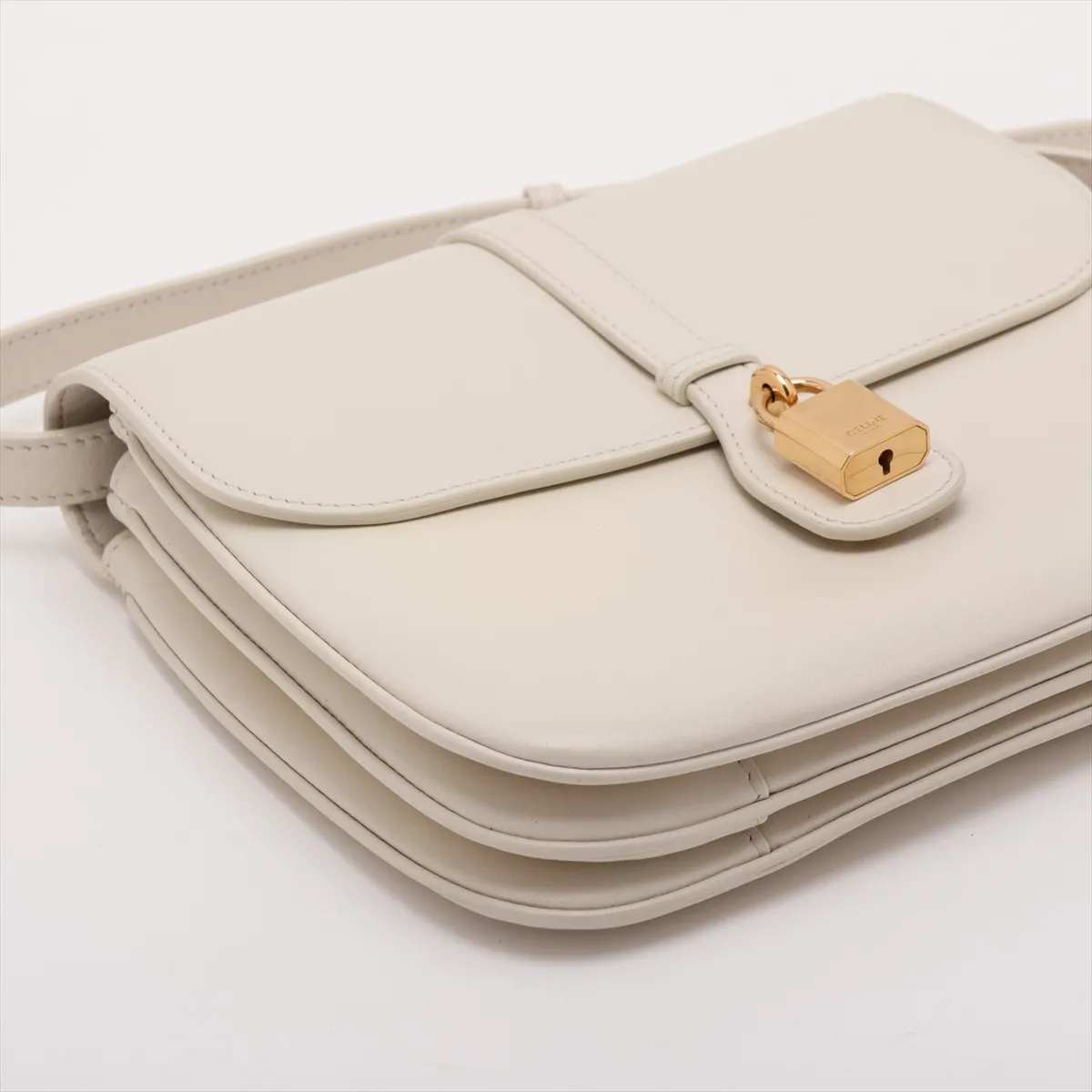 Taboo Medium Leather Shoulder Bag, White — view 4