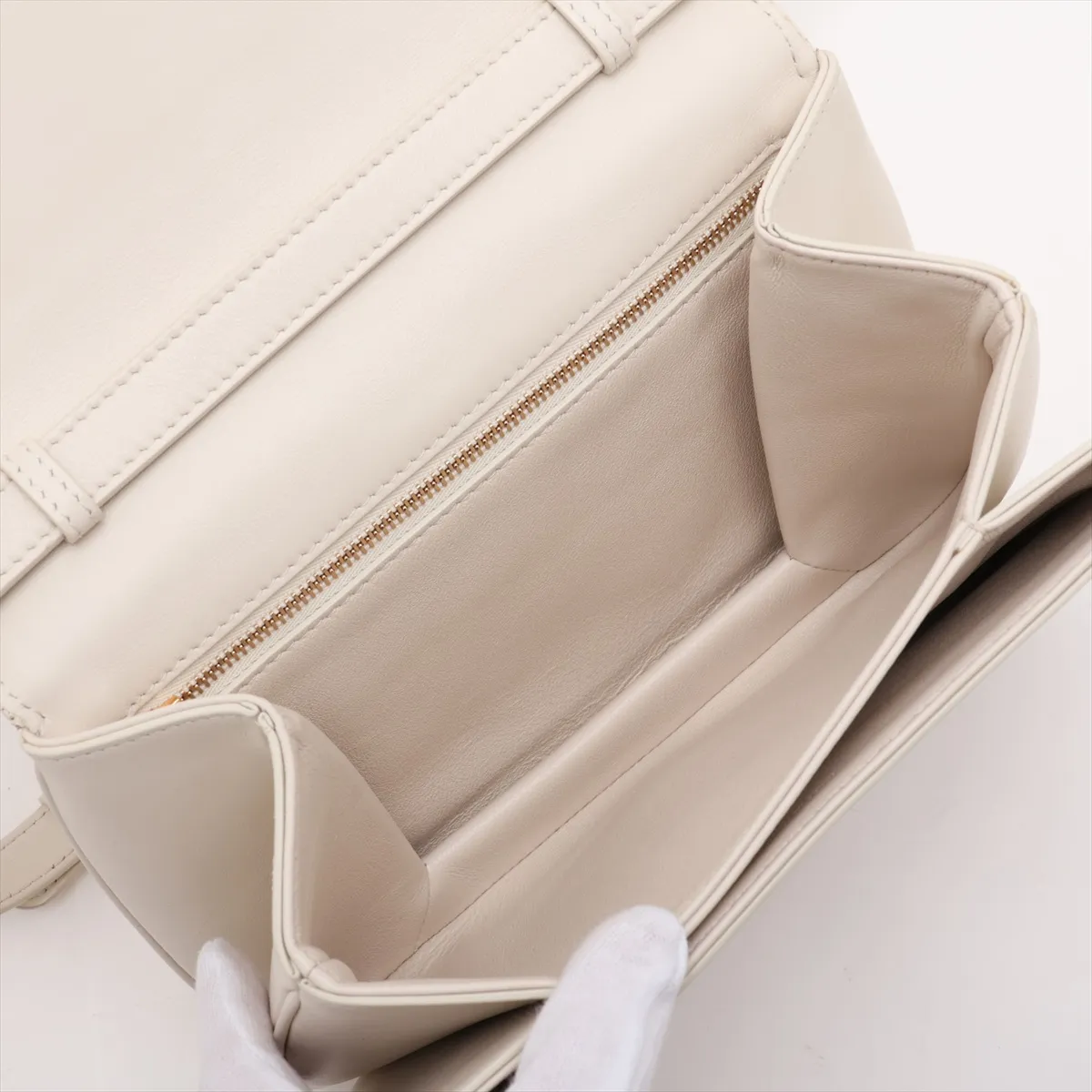Taboo Medium Leather Shoulder Bag, White — view 6