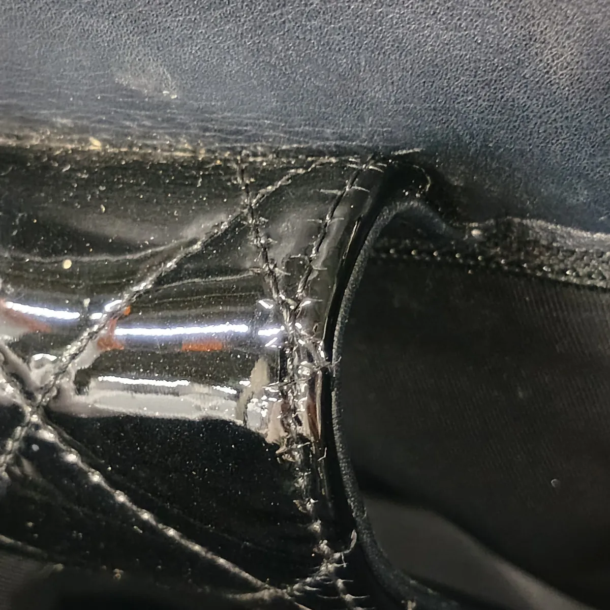 Matelassé Patent Leather Chain Tote Bag, Black, Silver Hardware, Item Number 21957265 (Serial Number 21) — view 14