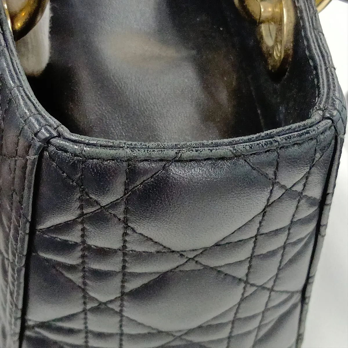 Cannage Lady Dior Leather Handbag, Black, with Mitzah — view 12