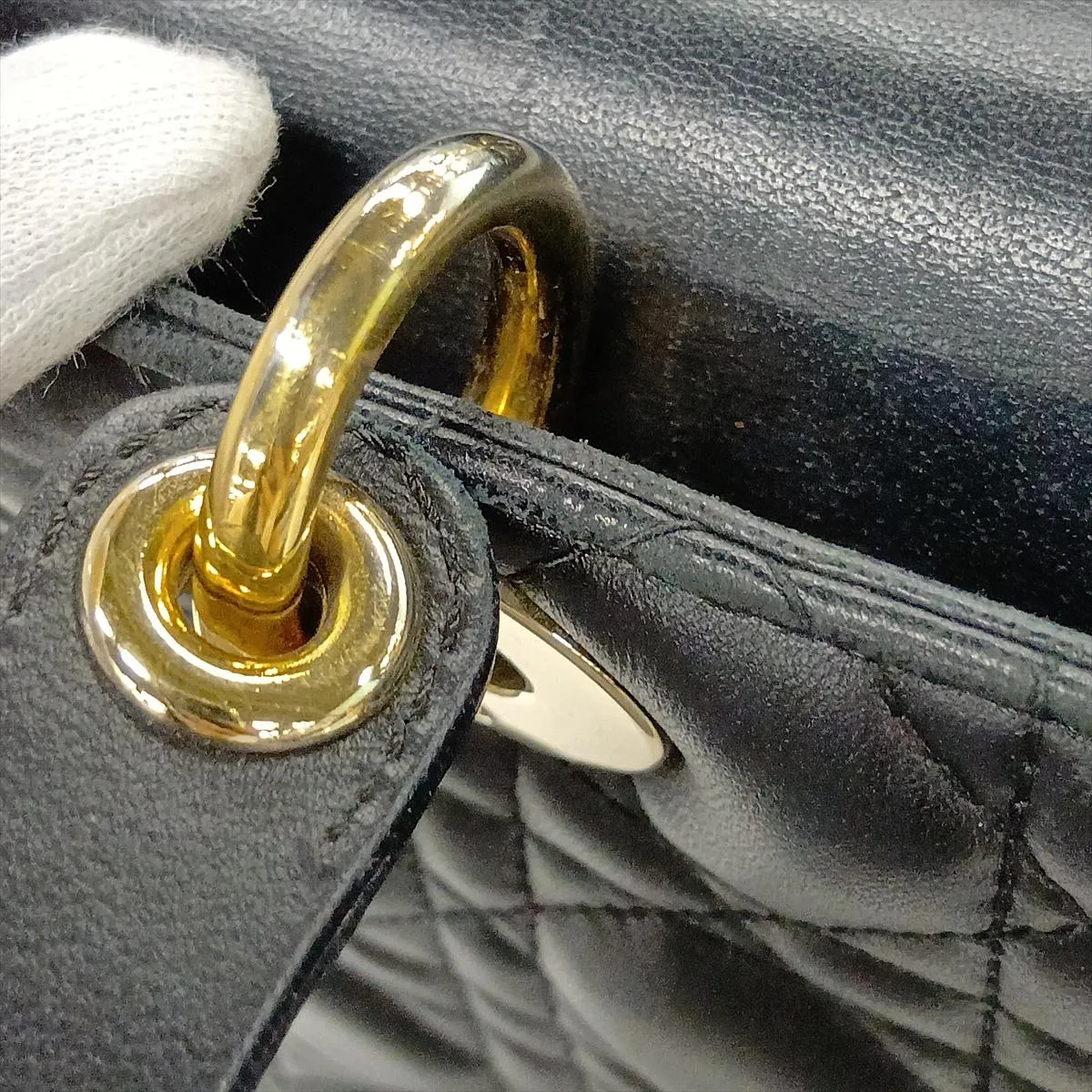 Cannage Lady Dior Leather Handbag, Black, with Mitzah — view 14