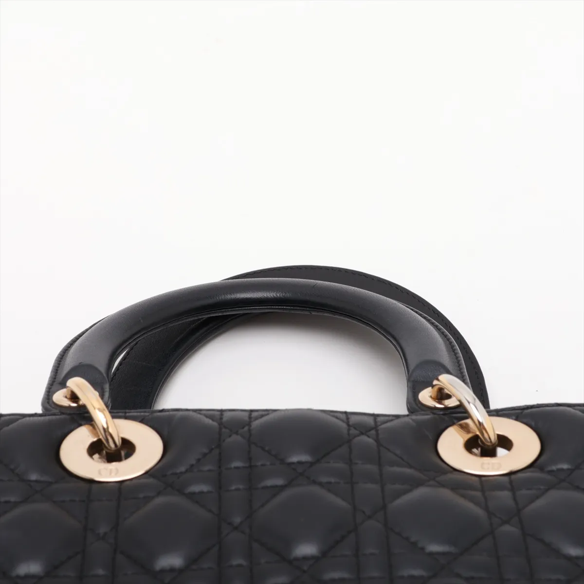 Cannage Lady Dior Leather Handbag, Black, with Mitzah — view 6