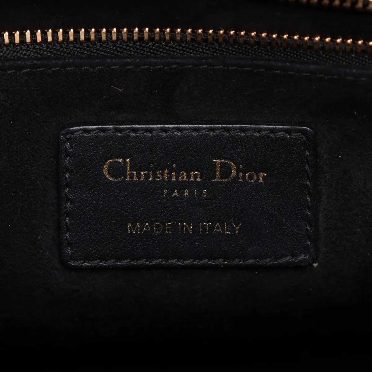 Cannage Lady Dior Leather Handbag, Black, with Mitzah — view 10