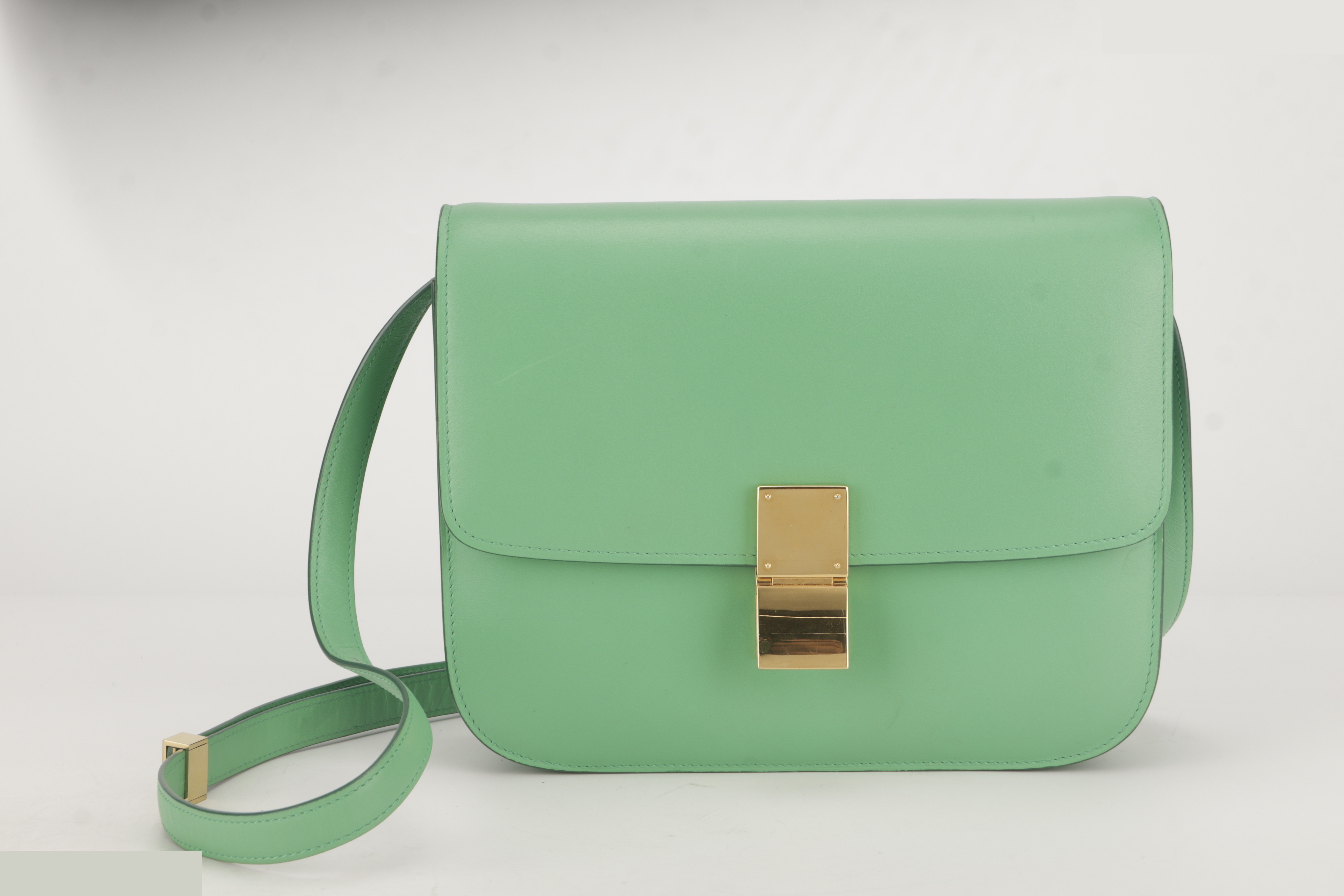 GREEN GOATSKIN MEDIUM FLAP BAG GHW