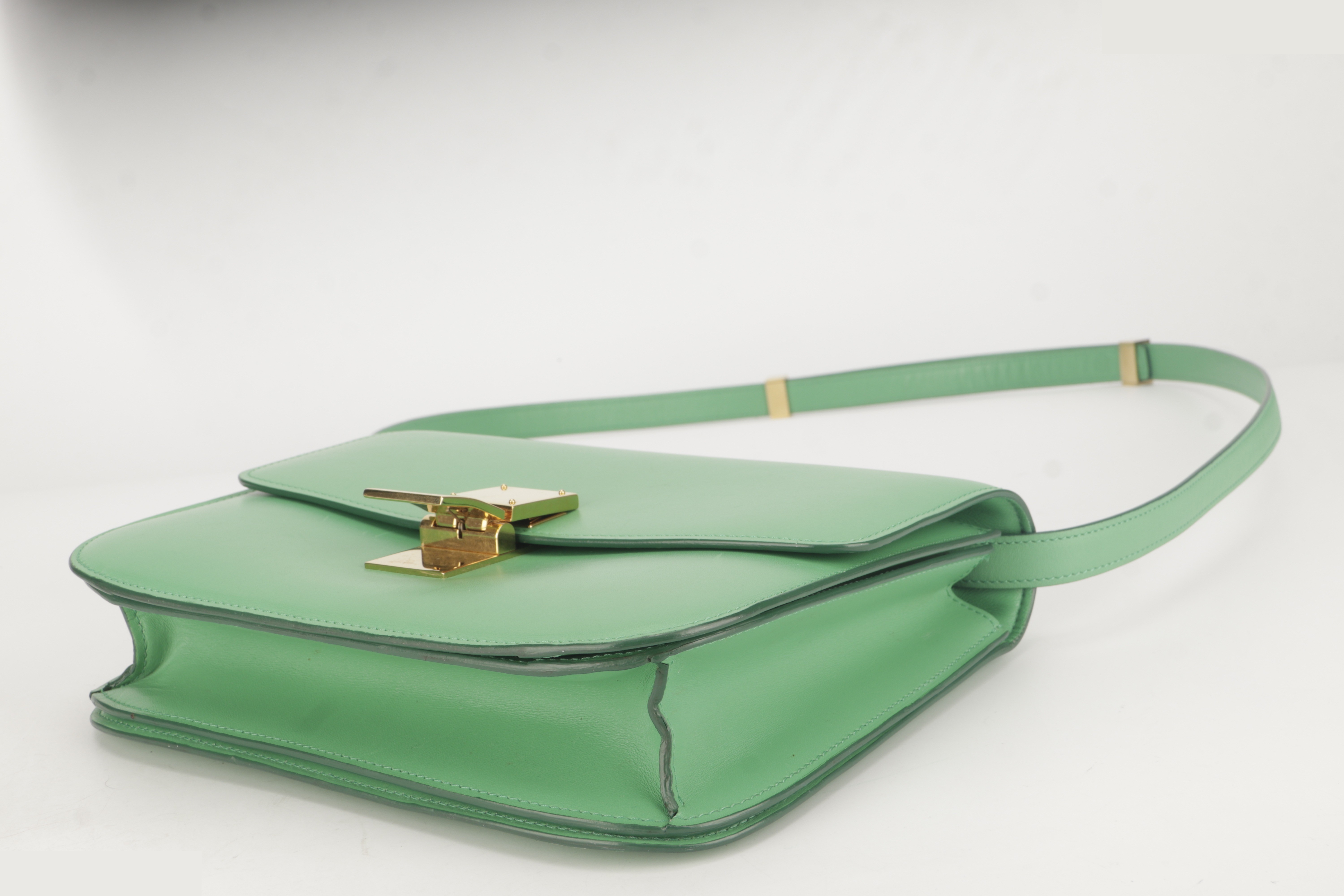 GREEN GOATSKIN MEDIUM FLAP BAG GHW — view 3